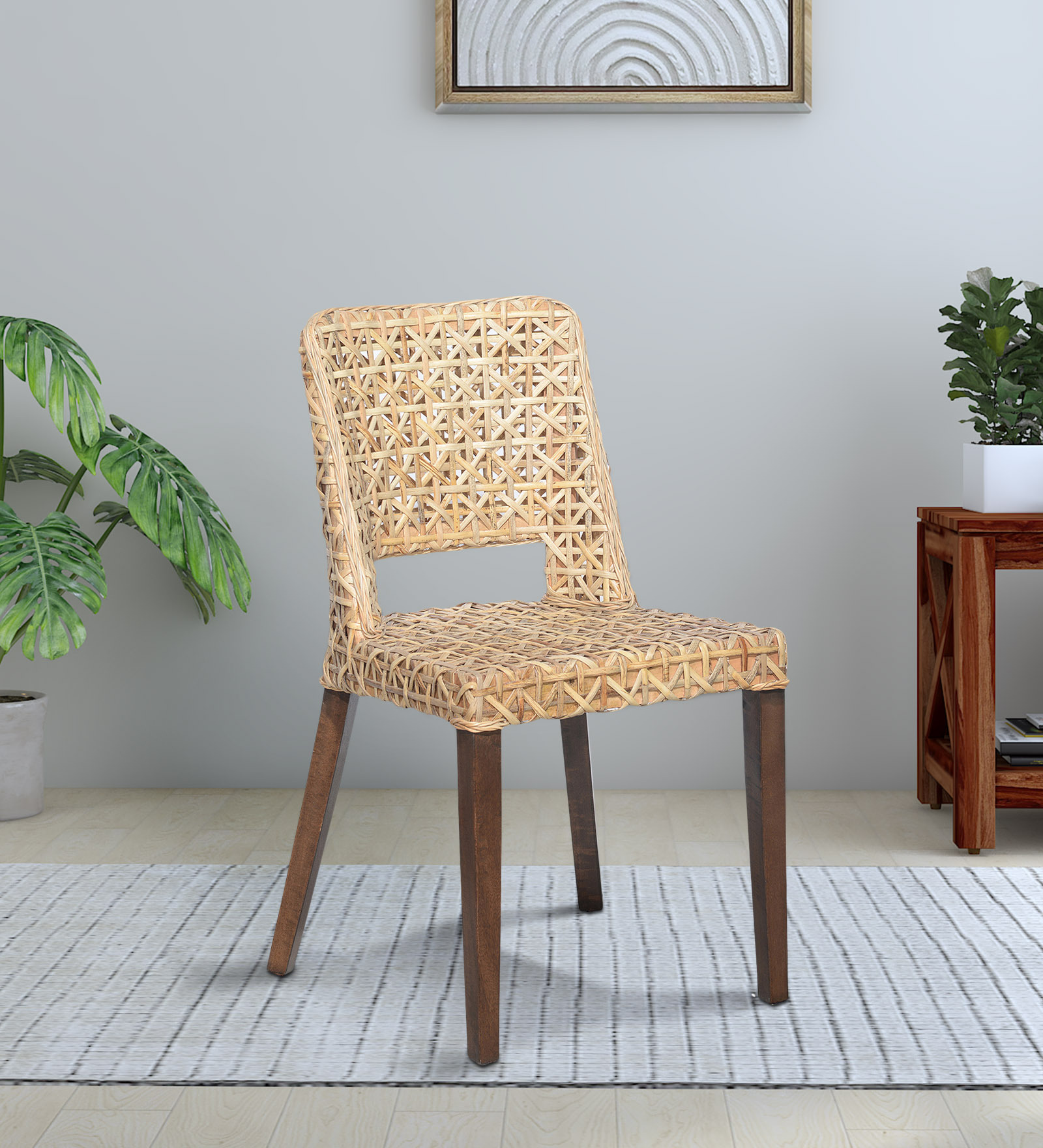 Mahi Wicker Cafe Chair in Walnut Colour
