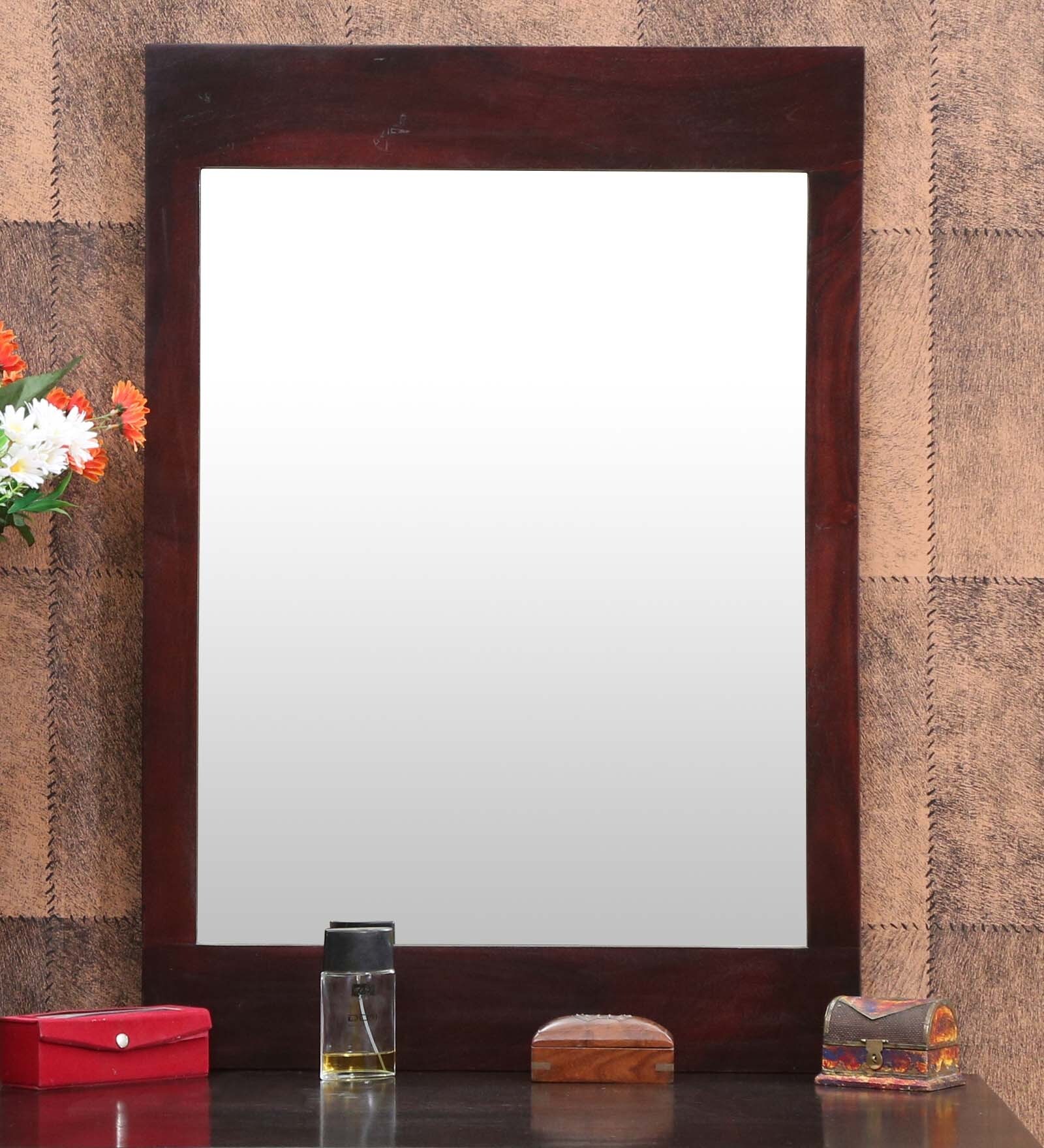 Buy Vanessa Rectangular Wall Mirror in Solid Wood Frame by Shri Balaji Creation Online Wall