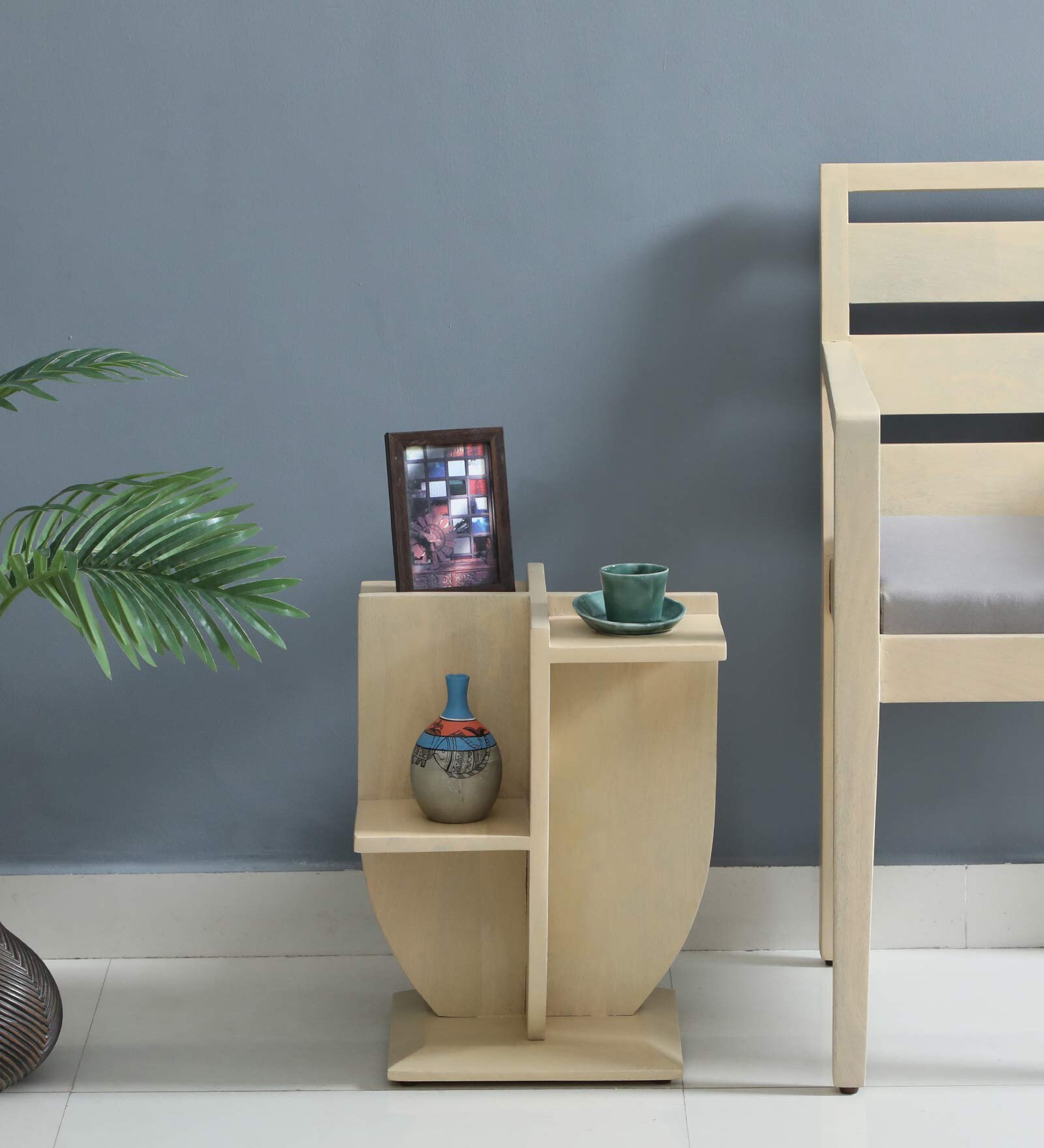 Maisa Solid Wood End Table In Gold Wash Finish