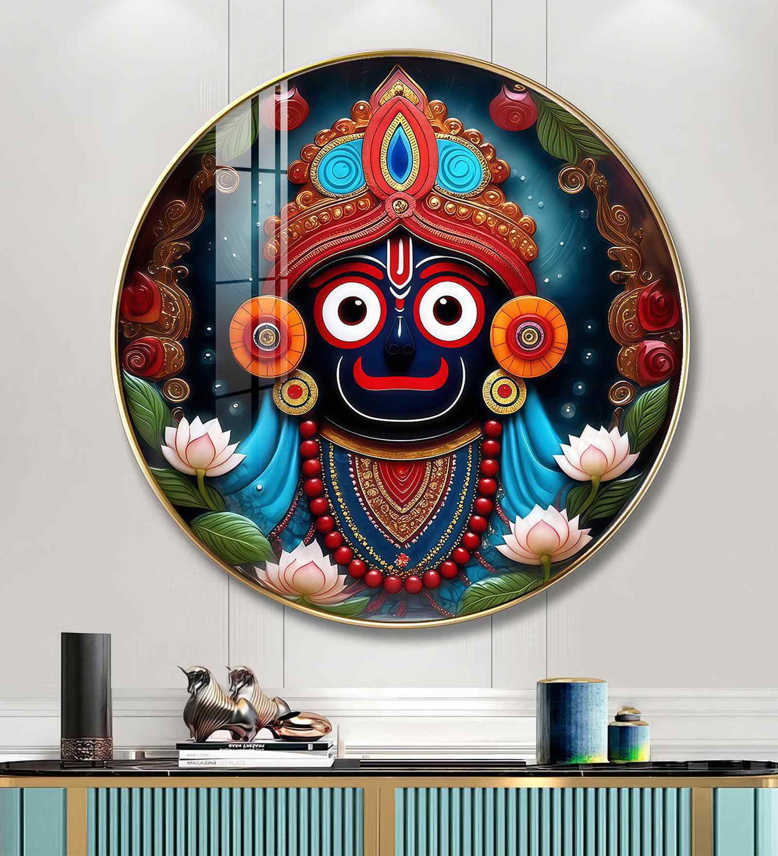 Majestic Lord Jagannath Acrylic Round Wall Art