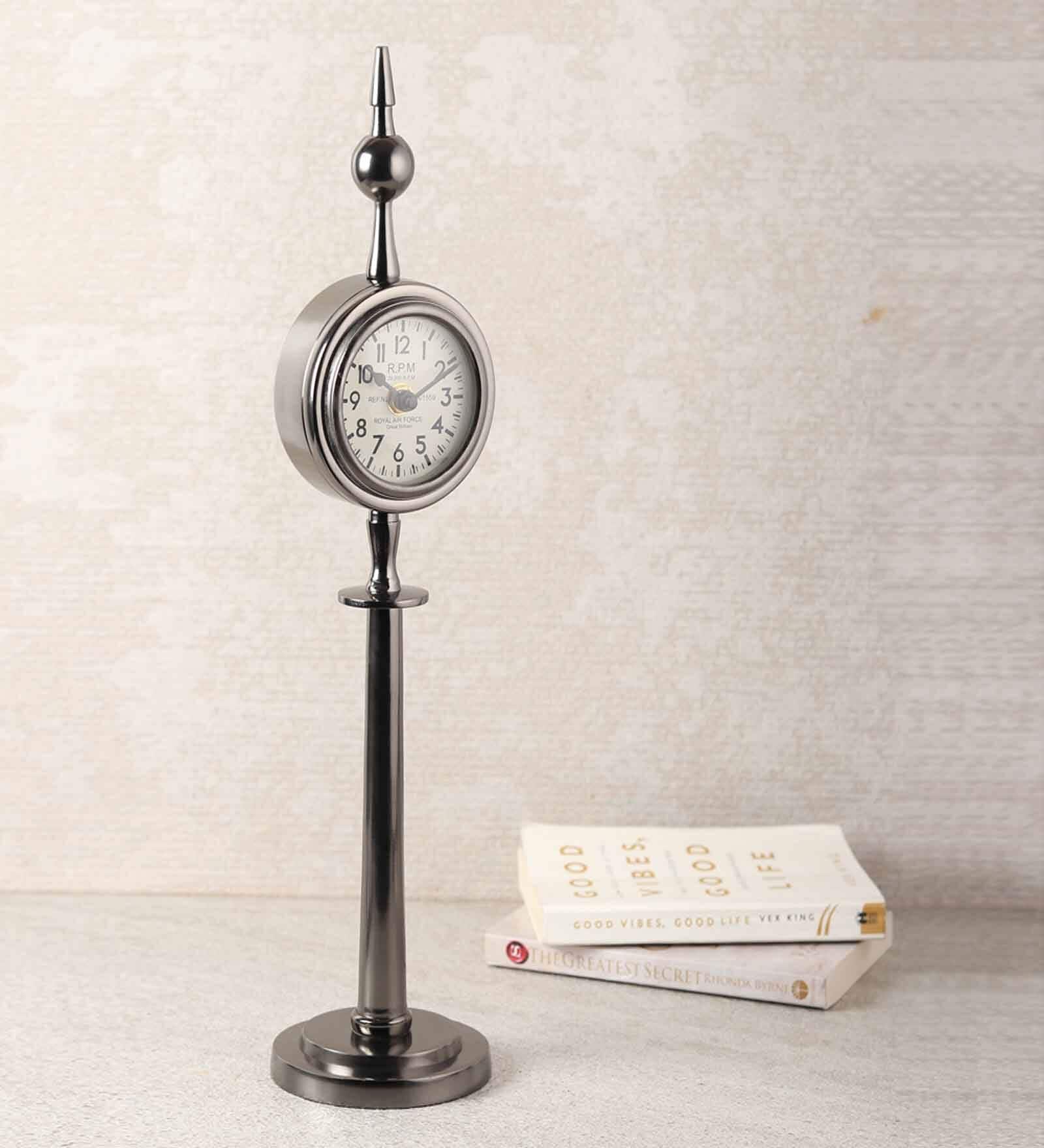 Majestic Spire Black Aluminium Table Clock