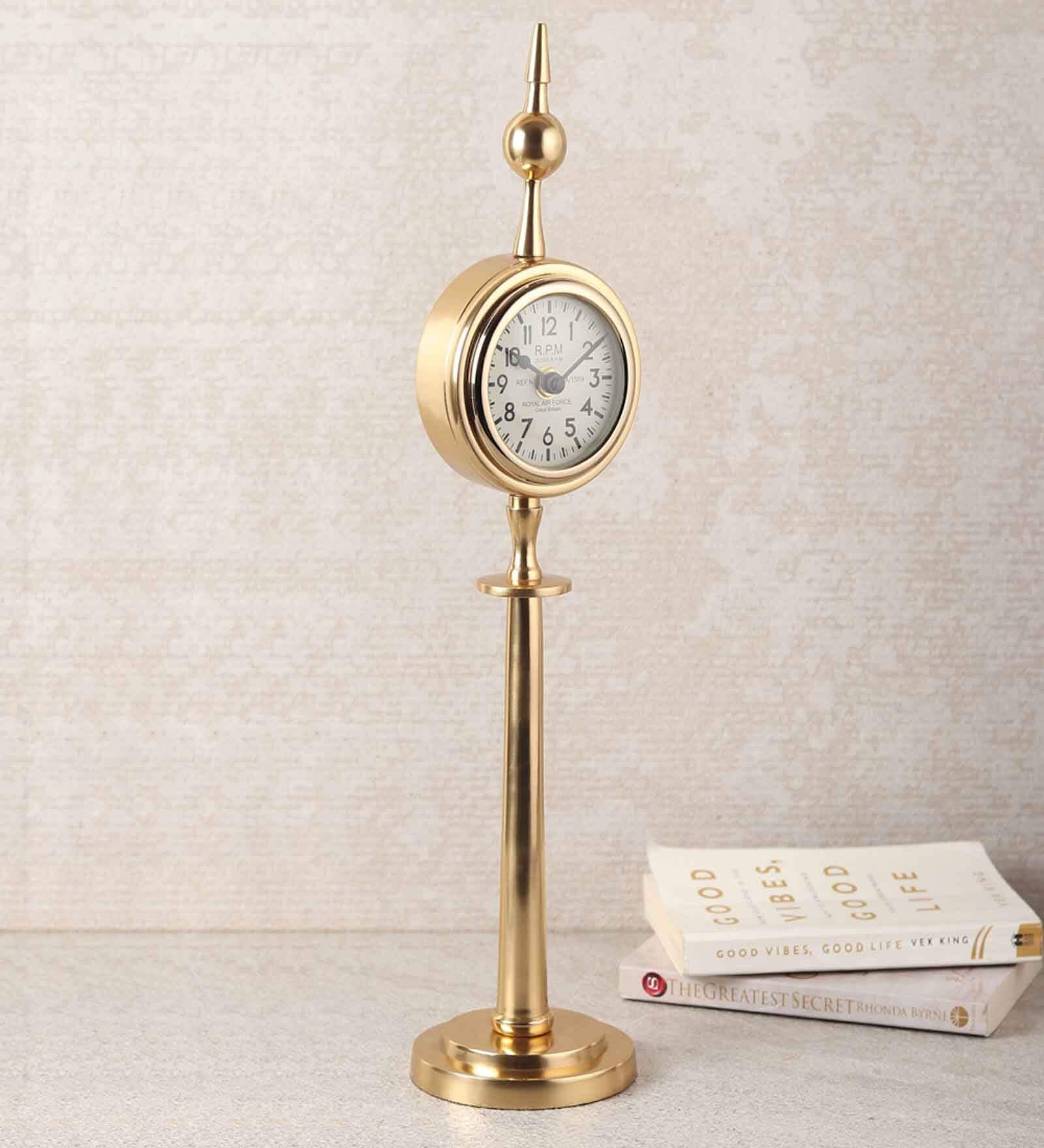 Majestic Spire Gold Aluminium Table Clock