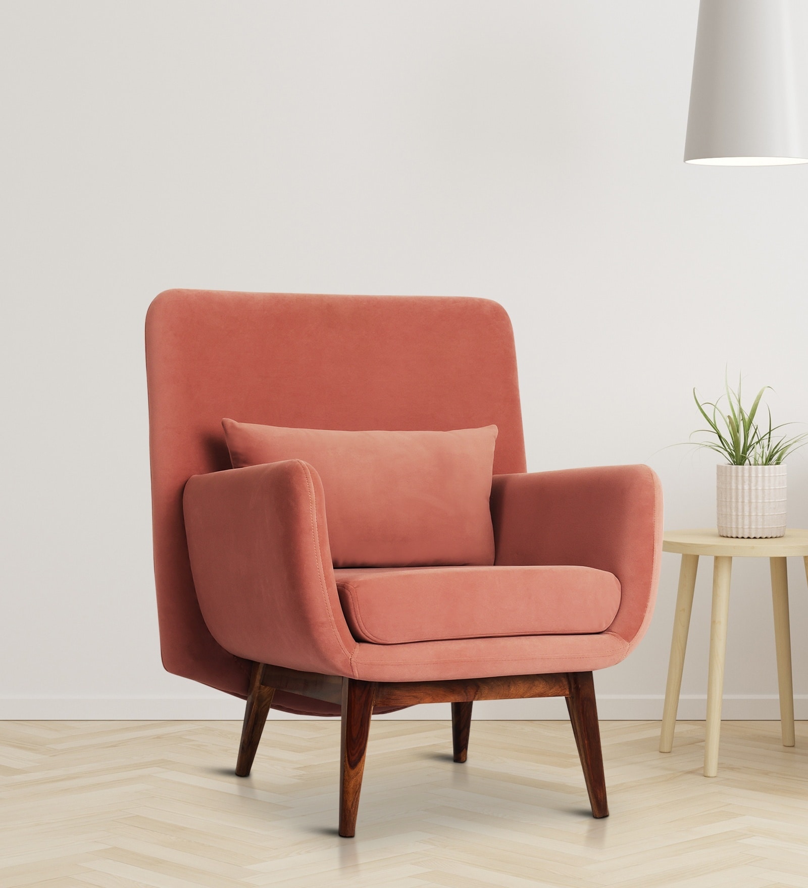 Majismo Sheesham Wood Arm Chair In Desert Flower Pink