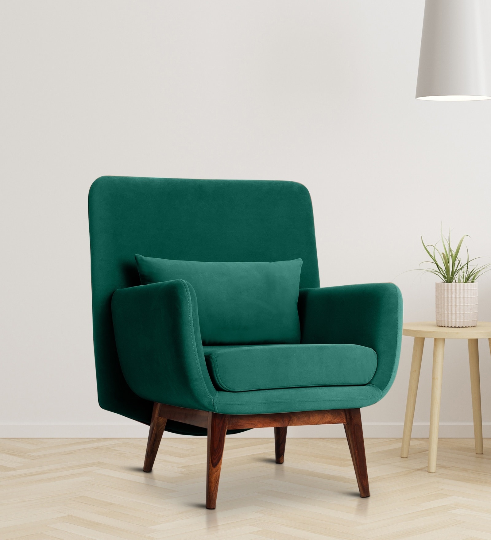 Majismo Sheesham Wood Arm Chair In Green Color