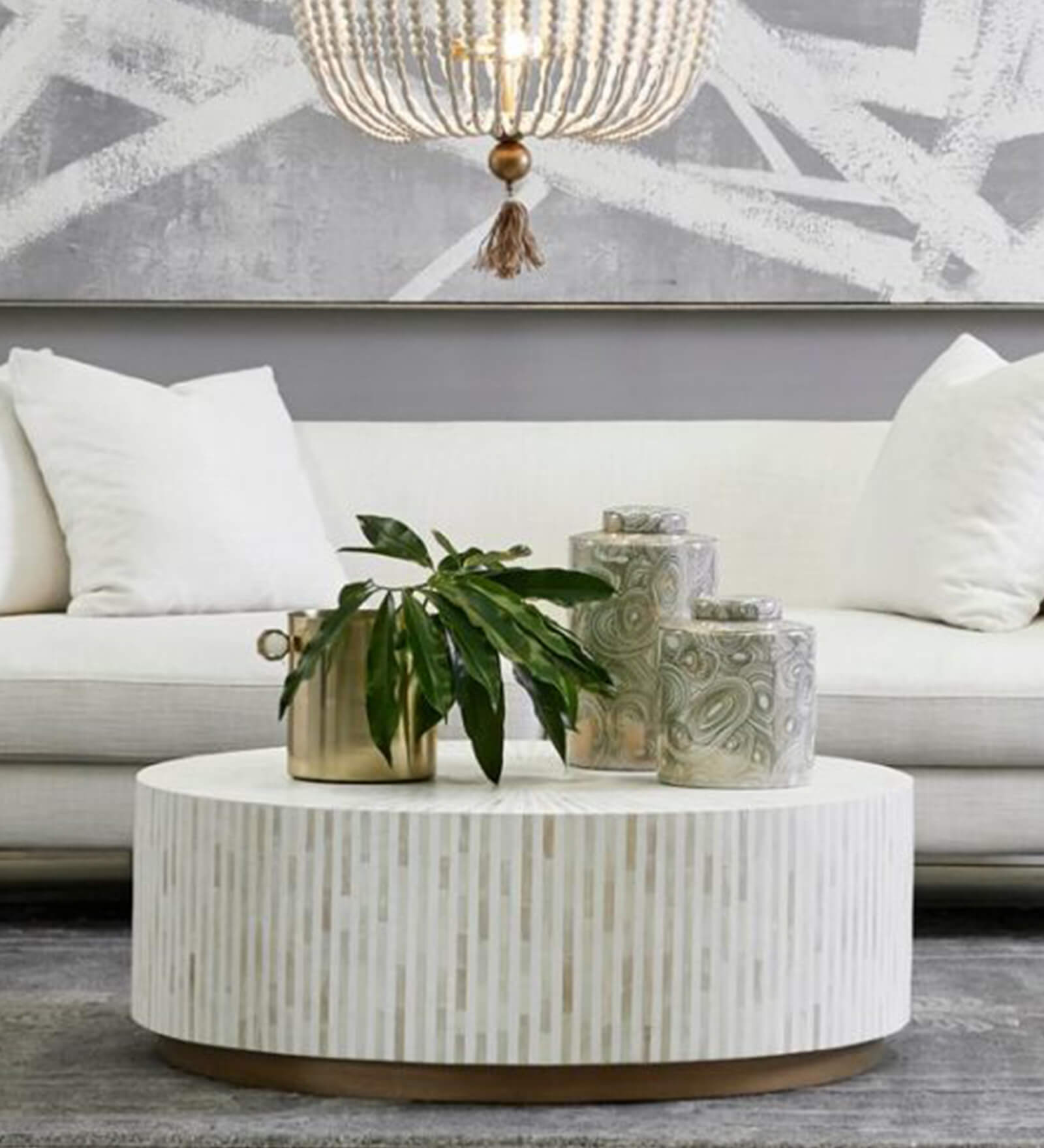 Makayla Bone Inlay Coffee Table In White Colour Makayla Bone Inlay Coffee Table In White Colour
