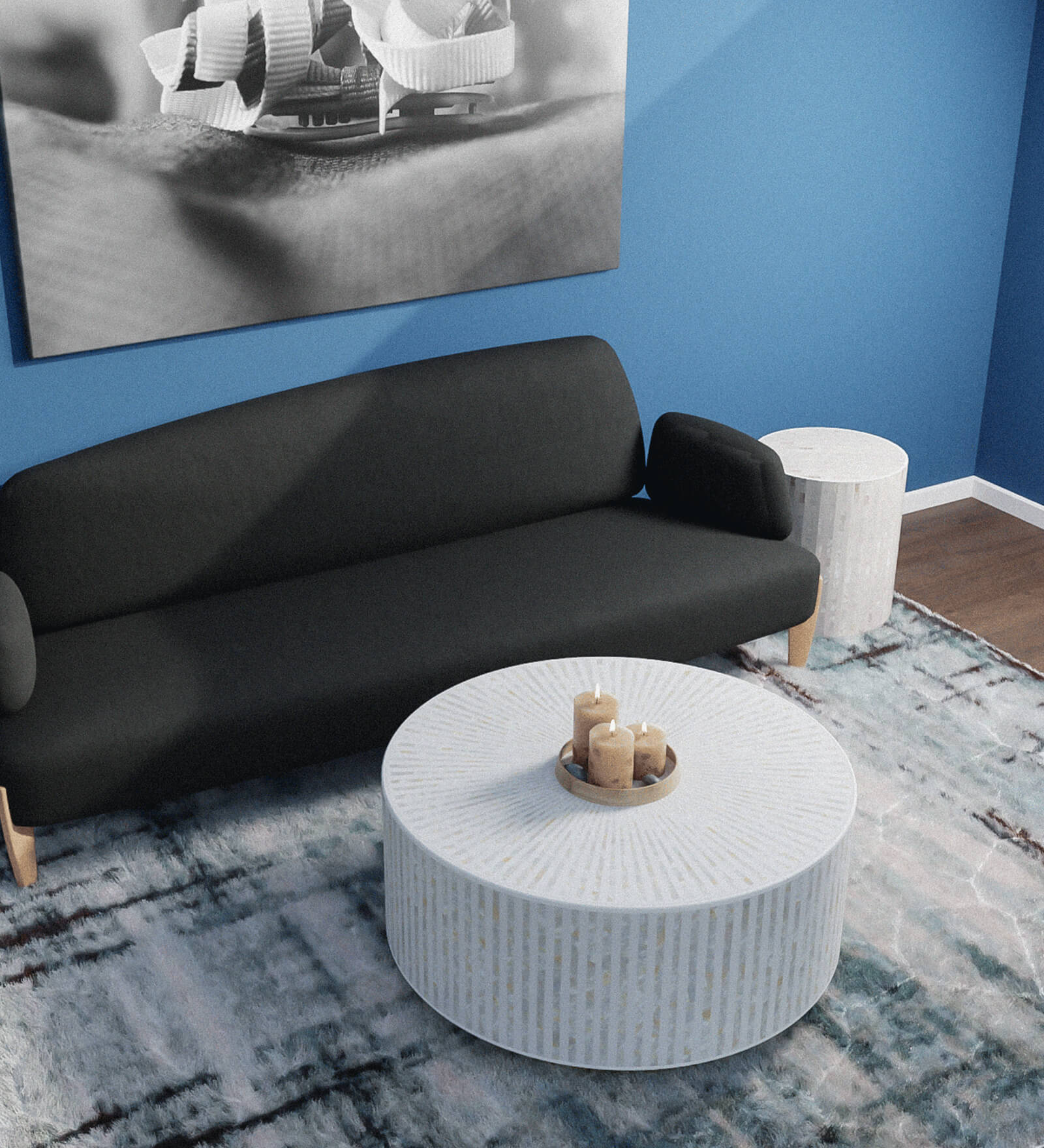 Makayla Mother of Pearl Coffee Table In White Colour Makayla Mother of Pearl Coffee Table In White Colour