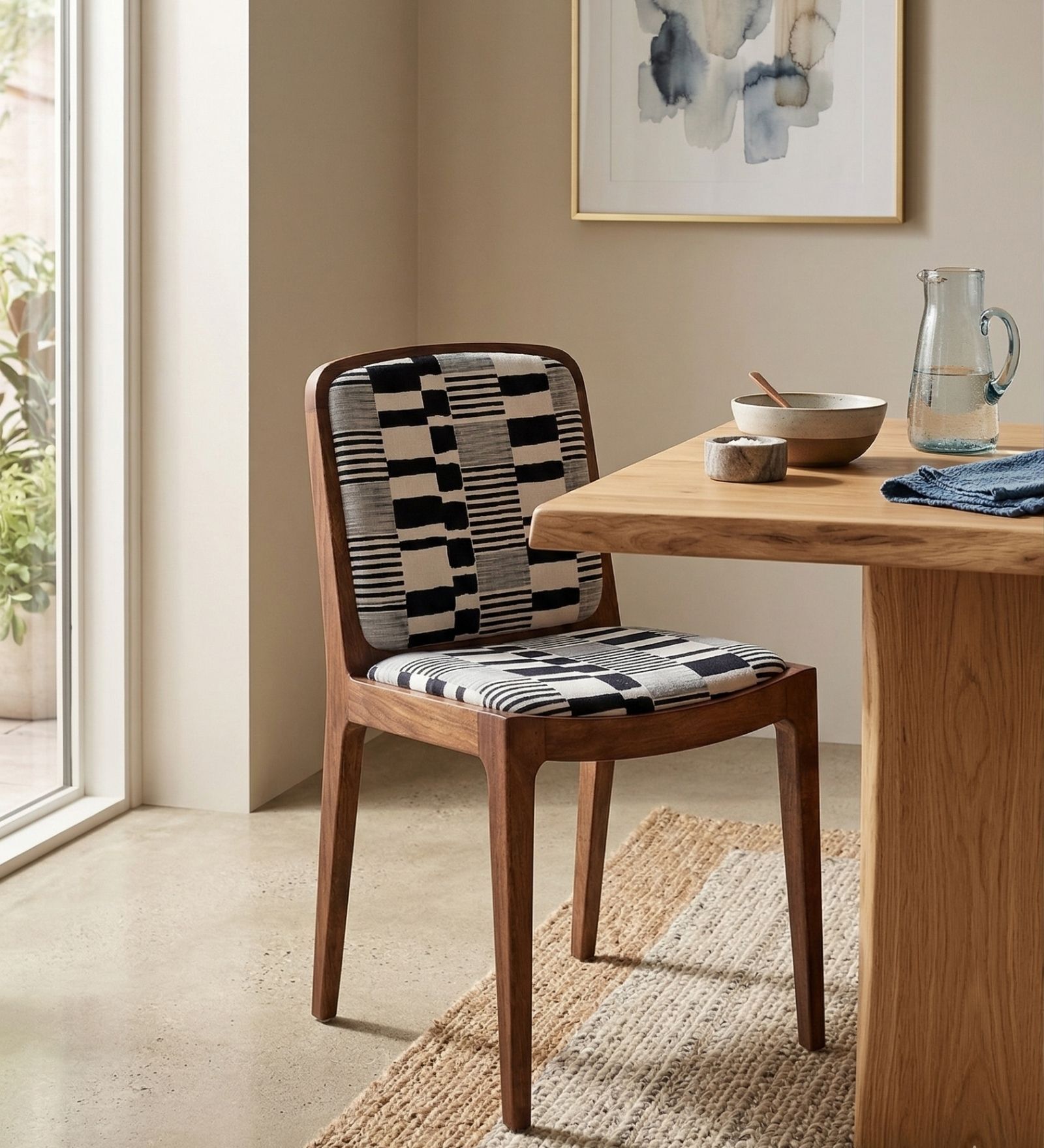 Malabar Dining Chair In Printed Black and White Colour