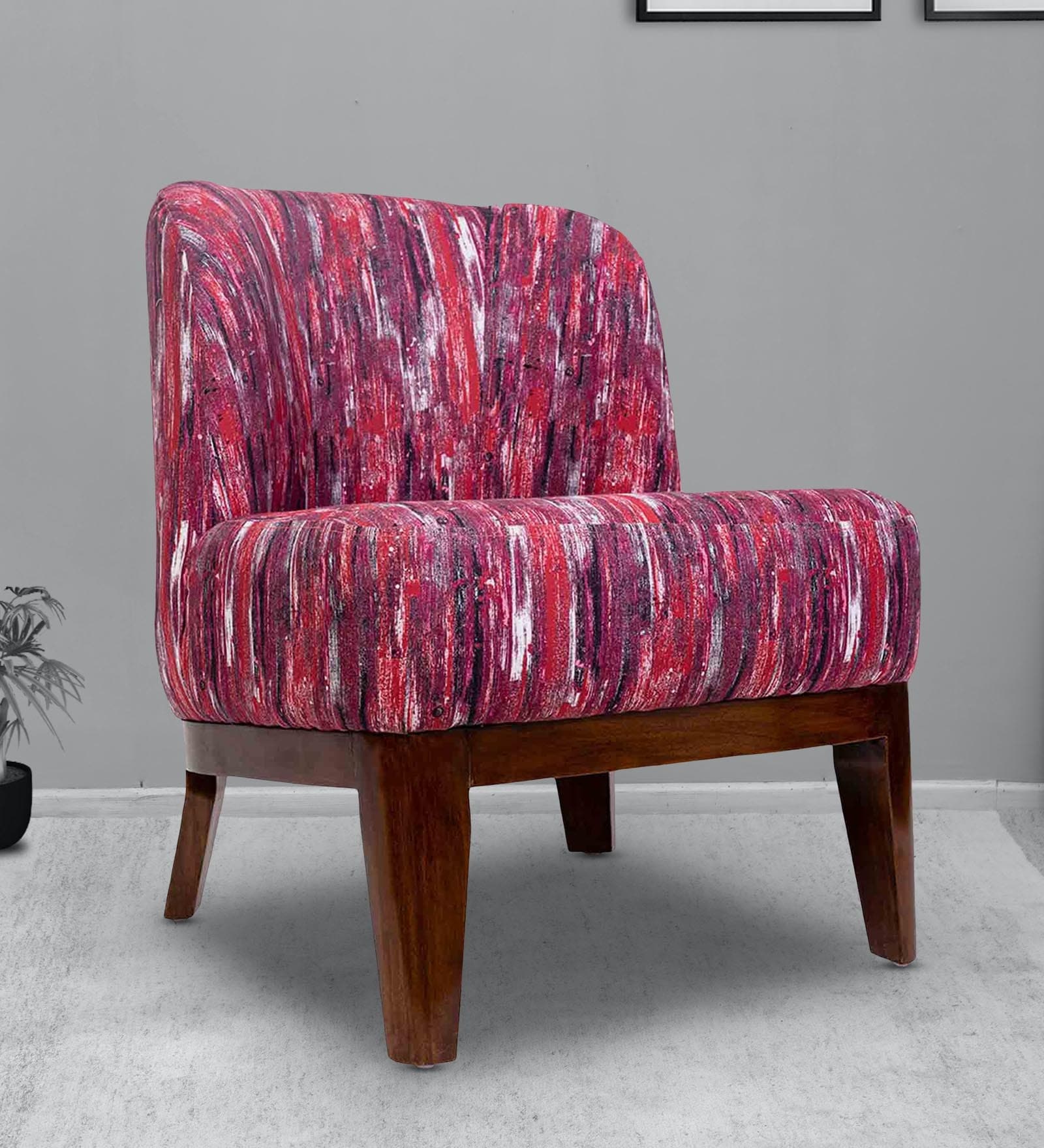 Malena Fabric Slipper Chair in Pink & Multi Colour