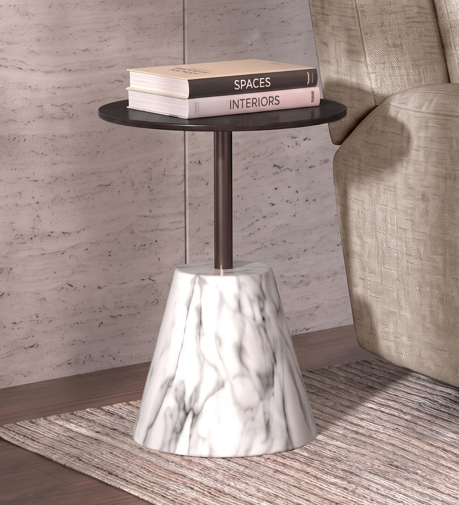 Malibu Black Colour Side Table In Matte Finish With Glass Top Malibu Black Colour Side Table In Matte Finish With Glass Top