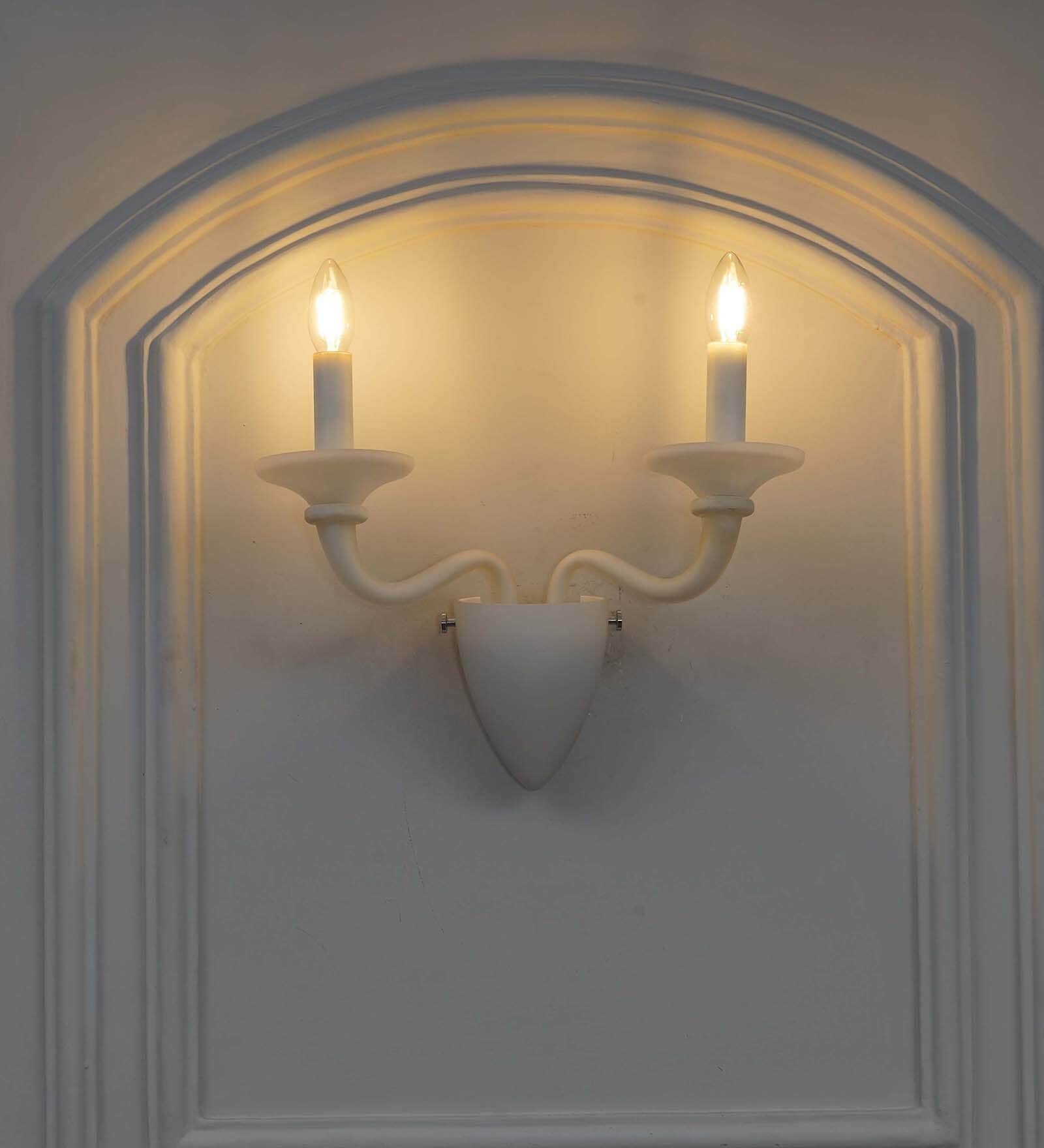 Malibu Double Arm Wall Light With Frosted White Glass Modern Decorative Wall Lamp For Bedroom, Living Room & Hallway (E14 Bulb Compatible)