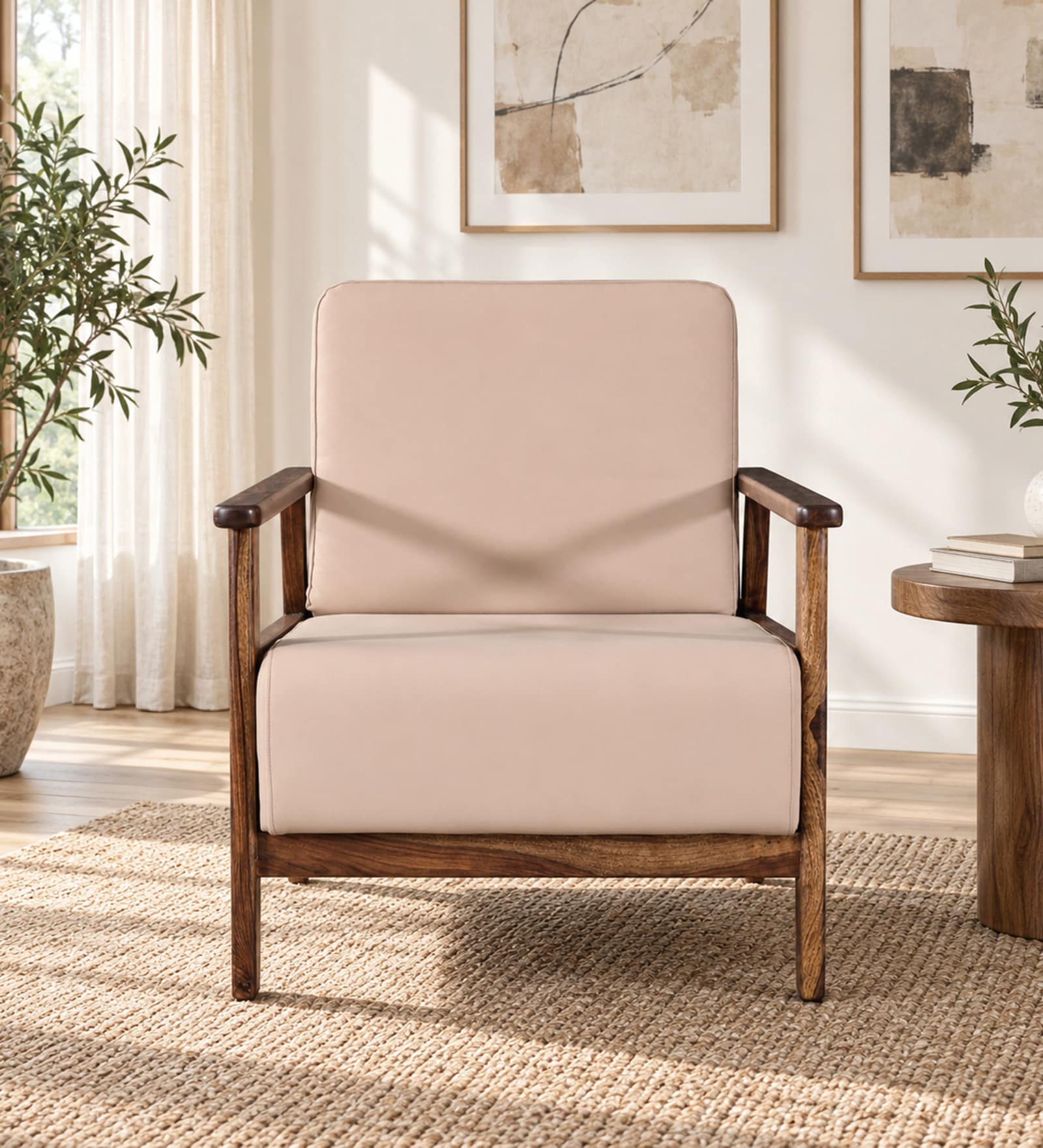 Malmo Sheesham Wood 1 Seater Sofa In Provincial Teak Finish Malmo Sheesham Wood 1 Seater Sofa In Provincial Teak Finish