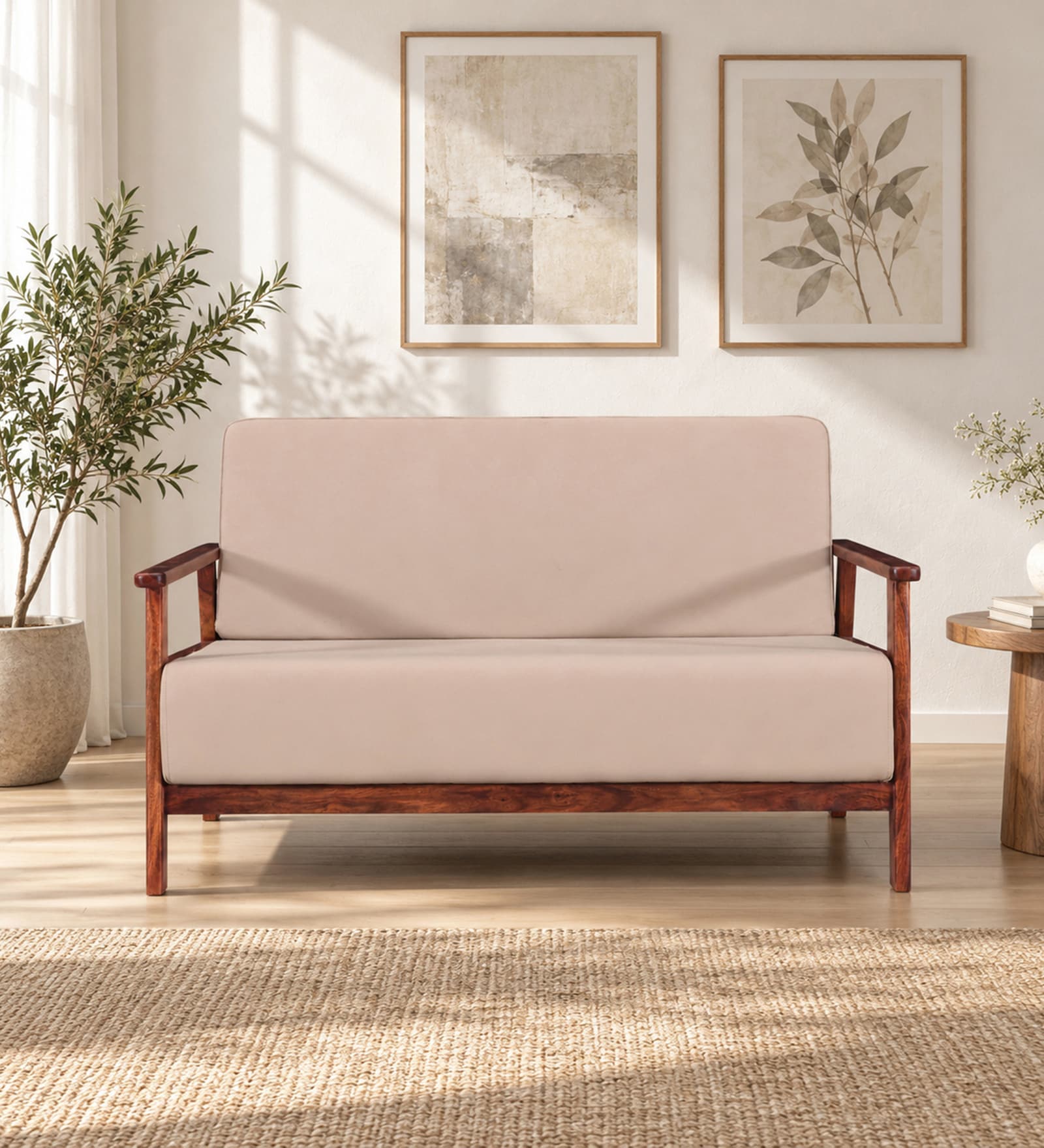Malmo Sheesham Wood 2 Seater Sofa In Honey Oak Finish Malmo Sheesham Wood 2 Seater Sofa In Honey Oak Finish