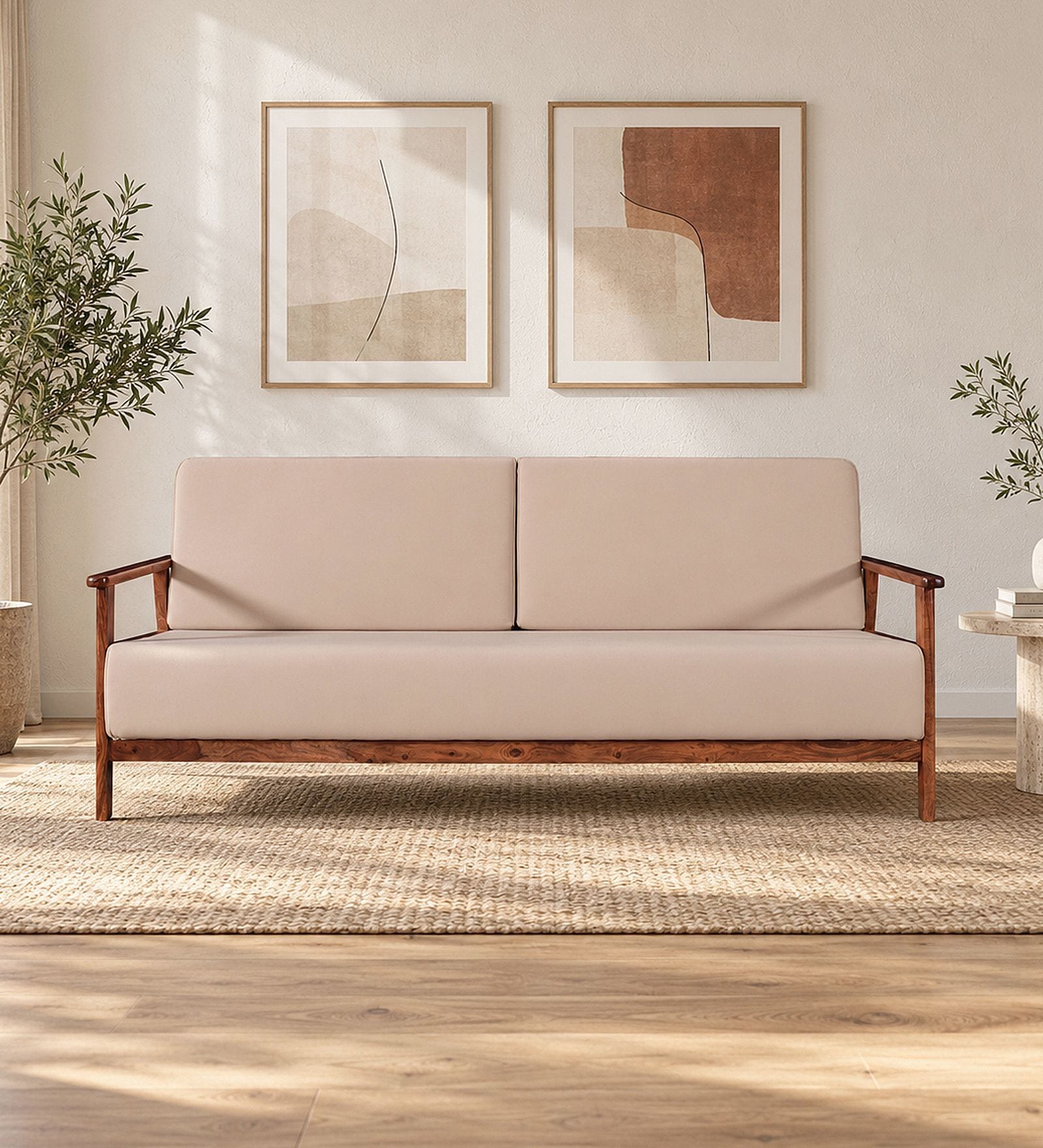 Malmo Sheesham Wood 3 Seater Sofa In Honey Oak Finish Malmo Sheesham Wood 3 Seater Sofa In Honey Oak Finish