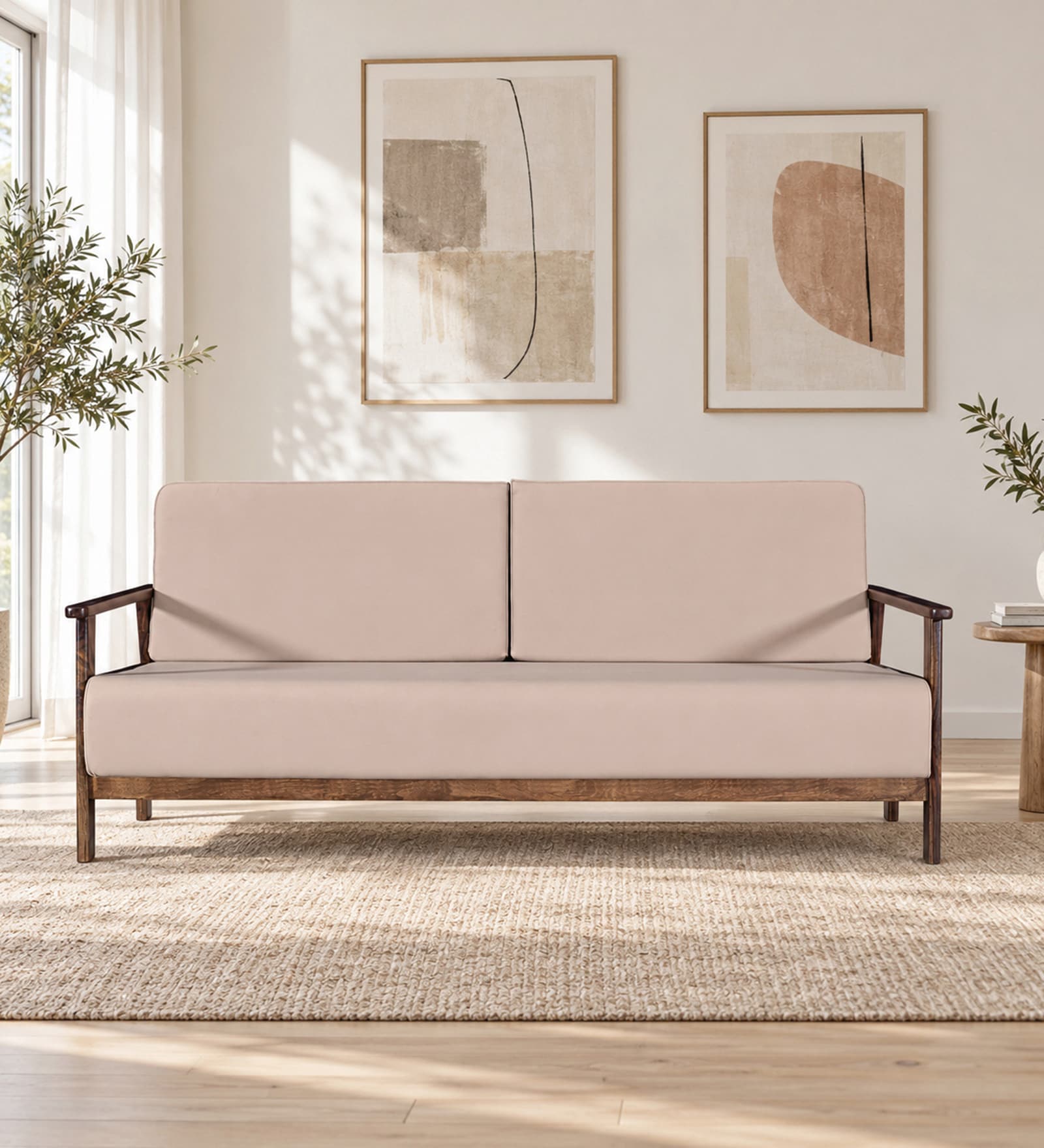 Malmo Sheesham Wood 3 Seater Sofa In Provincial Teak Finish Malmo Sheesham Wood 3 Seater Sofa In Provincial Teak Finish