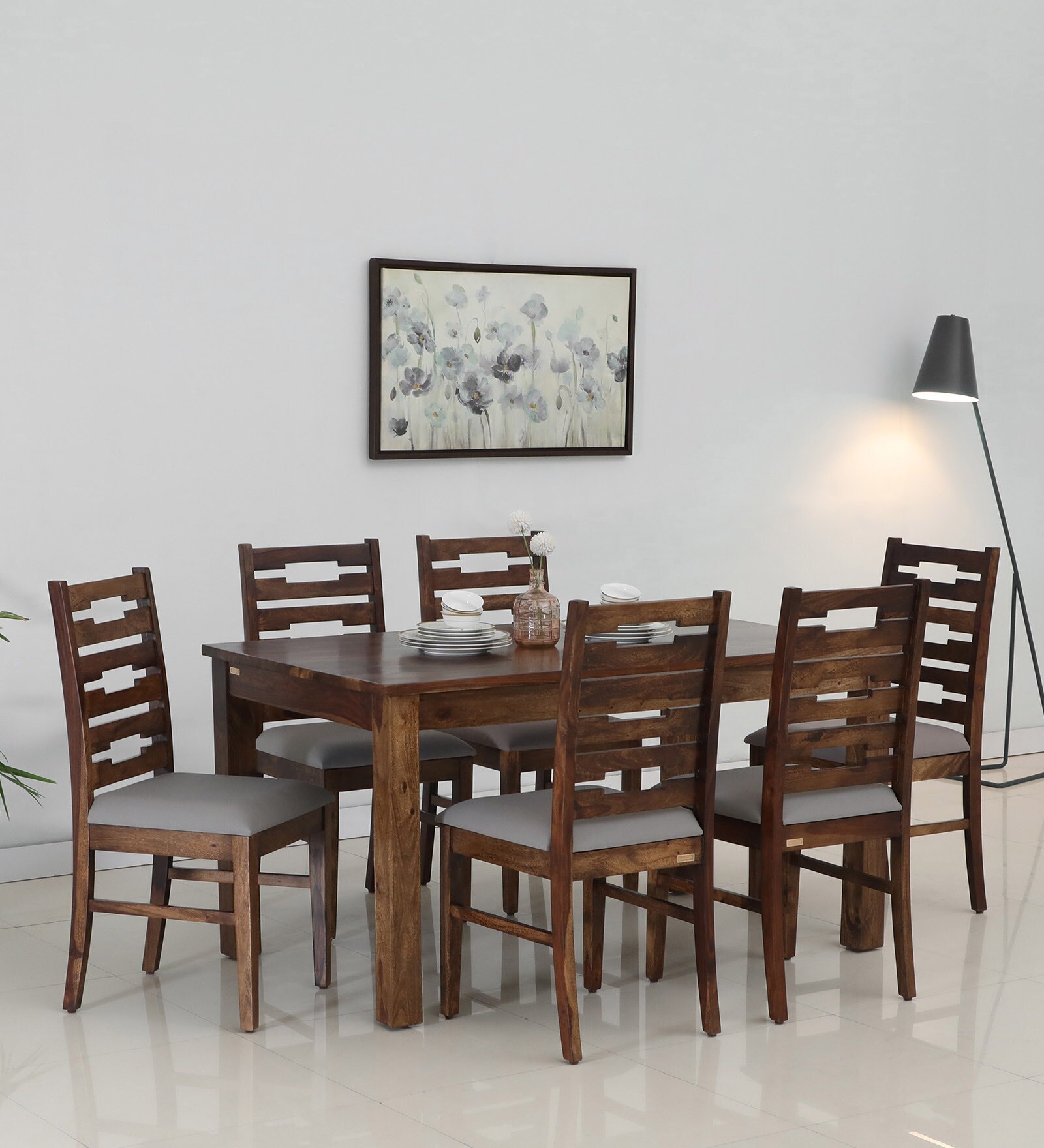 Malmo Sheesham Wood 6 Seater Dining Set in Scratch Resistant Provincial Teak Finish Malmo Sheesham Wood 6 Seater Dining Set in Scratch Resistant Provincial Teak Finish