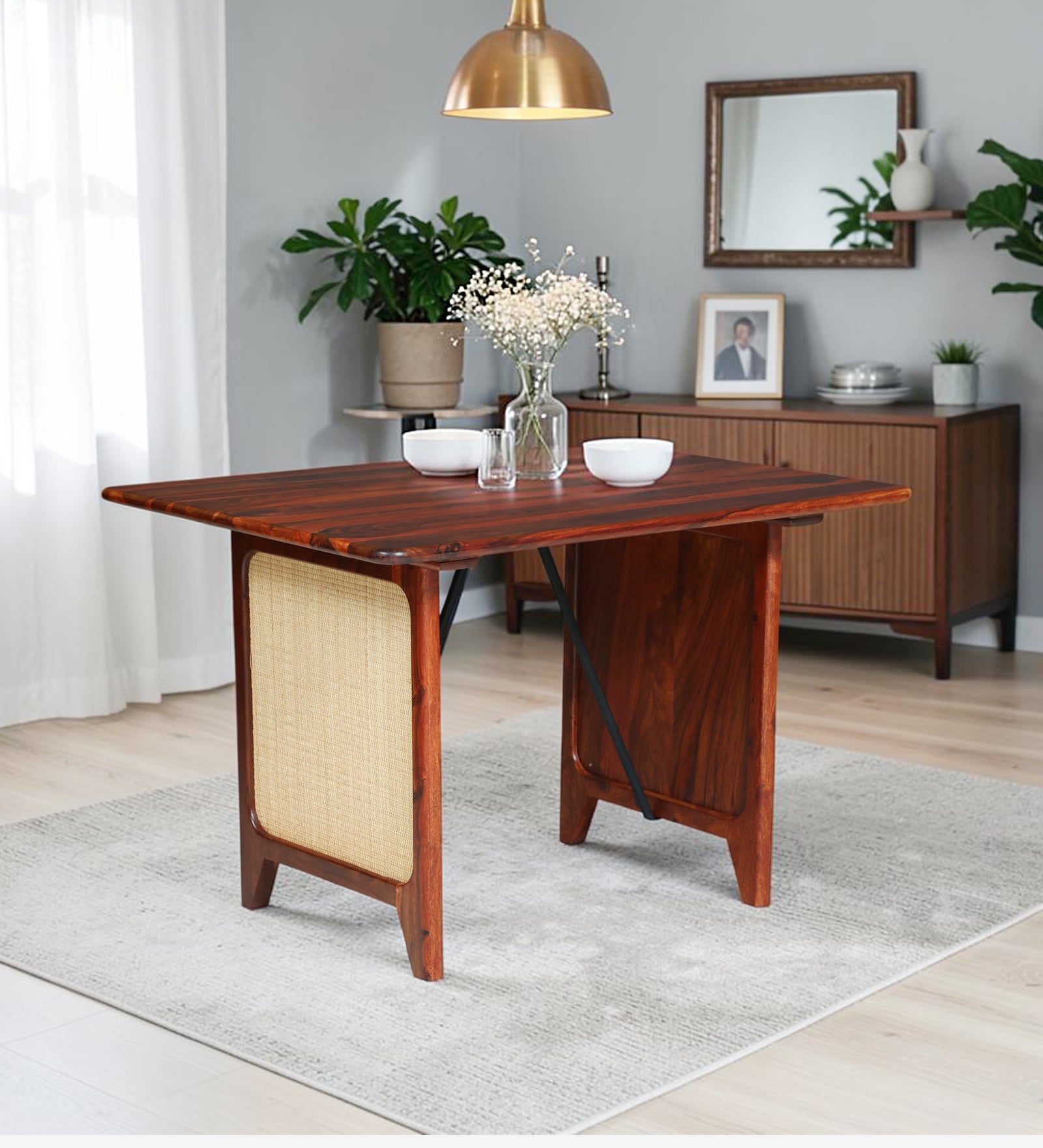 Malmo Sheesham Wood 4 Seater Dining Table in Honey Oak Finish Malmo Sheesham Wood 4 Seater Dining Table in Honey Oak Finish