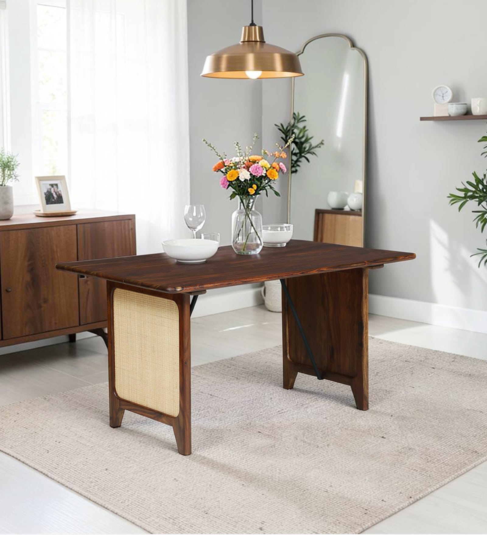 Malmo Sheesham Wood 6 Seater Dining Table in Provincial Teak Finish Malmo Sheesham Wood 6 Seater Dining Table in Provincial Teak Finish