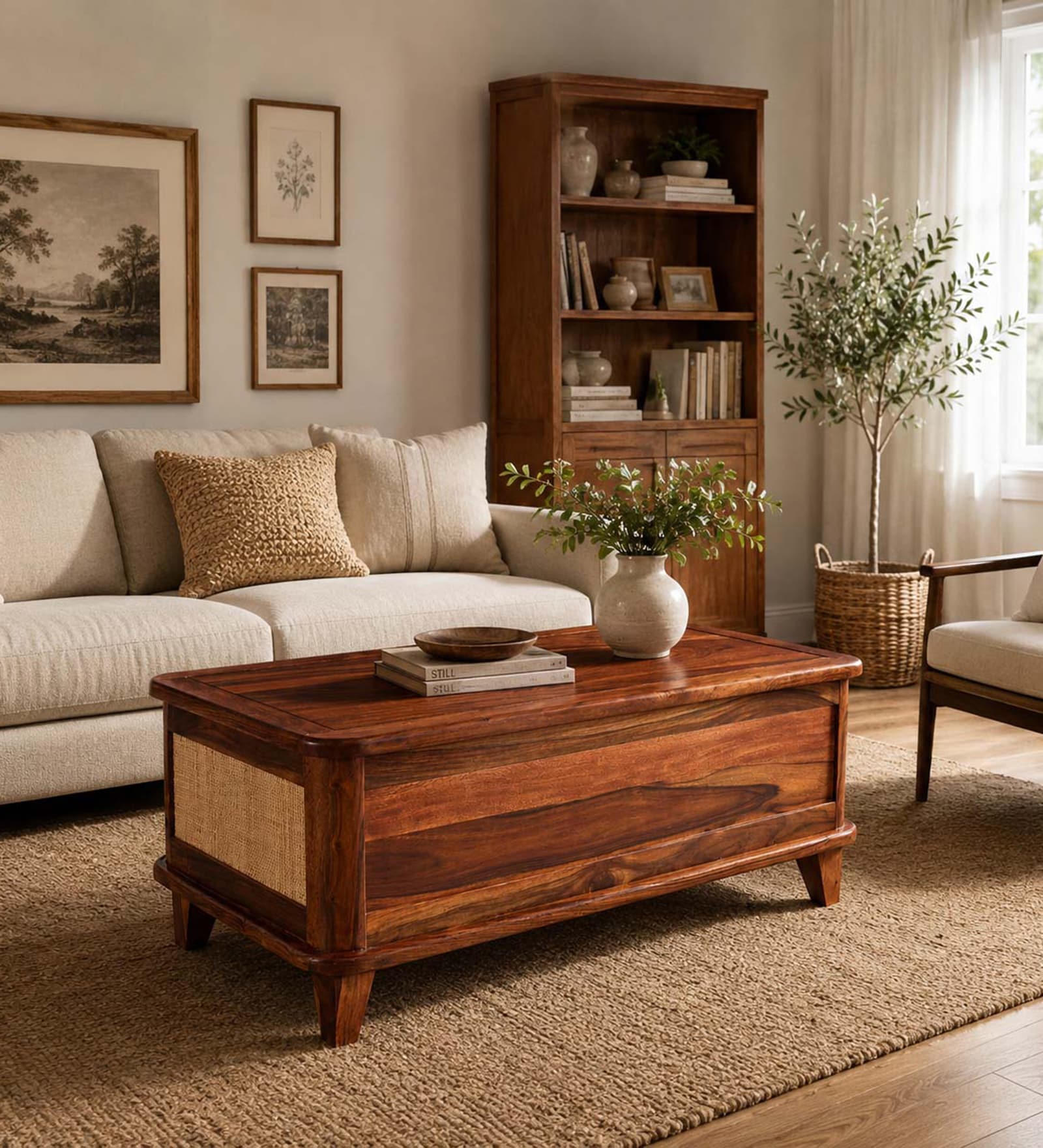 Malmo Sheesham Wood Trunk In Honey Oak  Finish