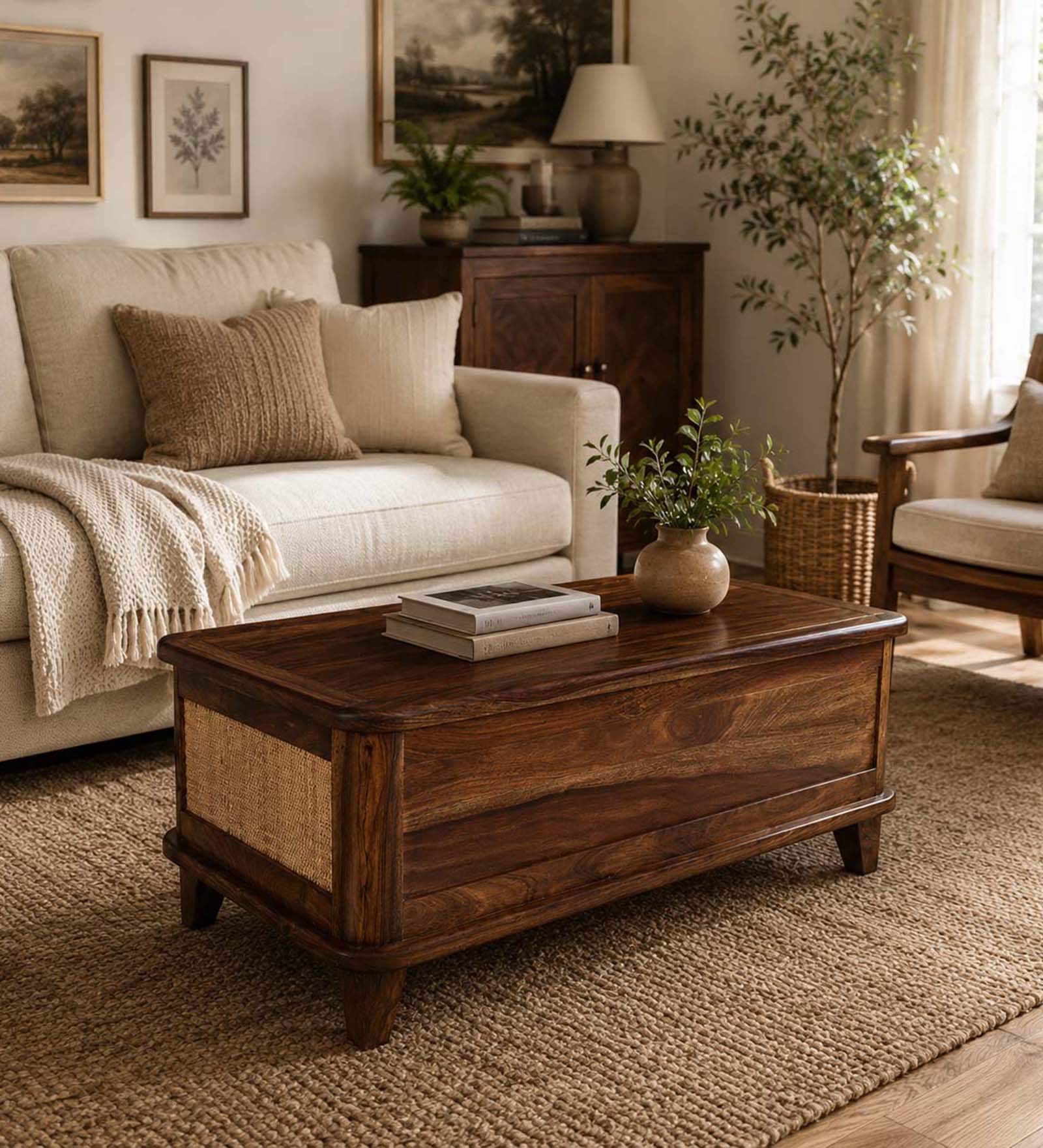 Malmo Sheesham Wood Trunk In Provential Teak Finish