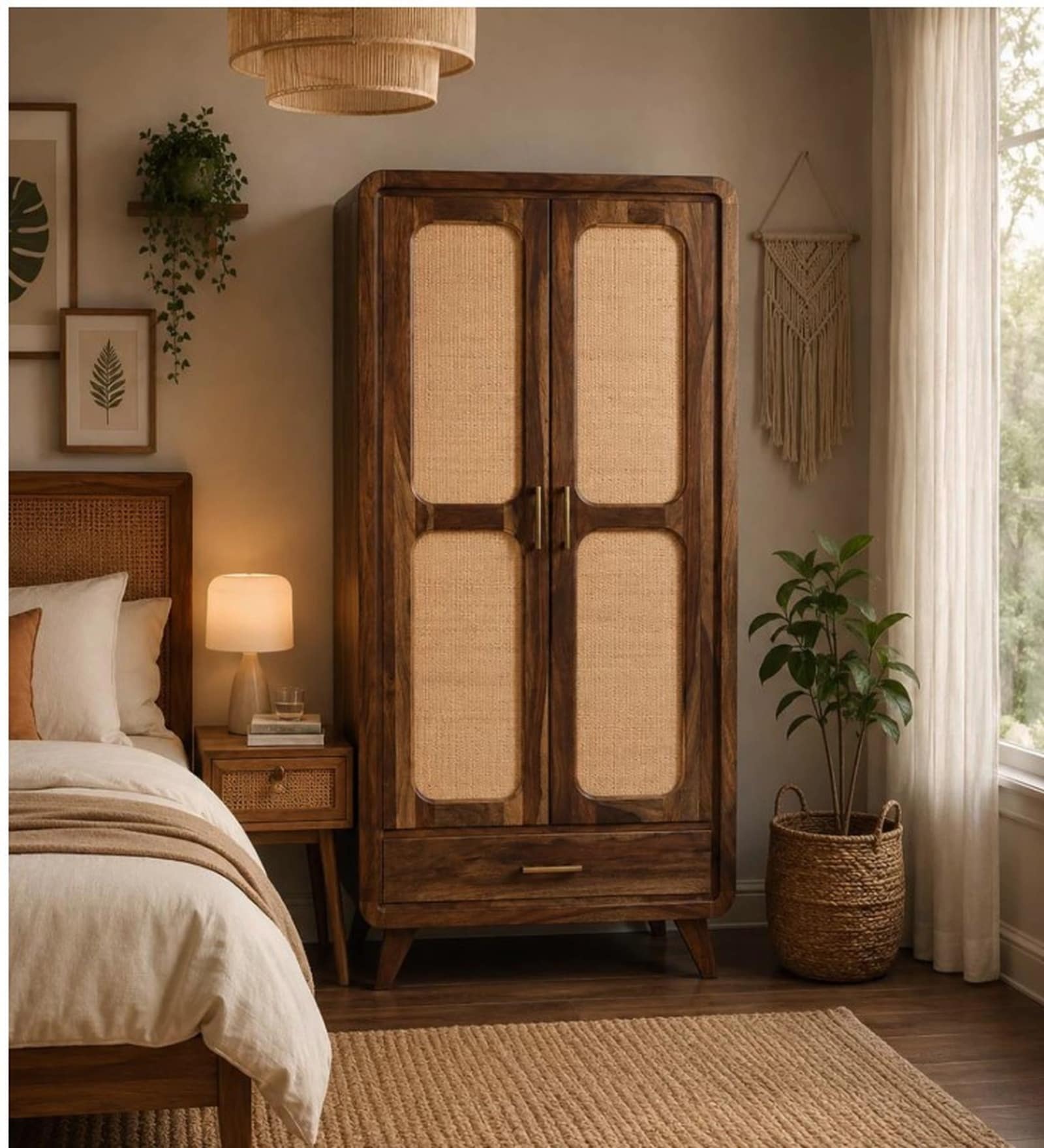 Malmo Sheesham Wood Wardrobe In Provinciall Teak Finish Malmo Sheesham Wood Wardrobe In Provinciall Teak Finish