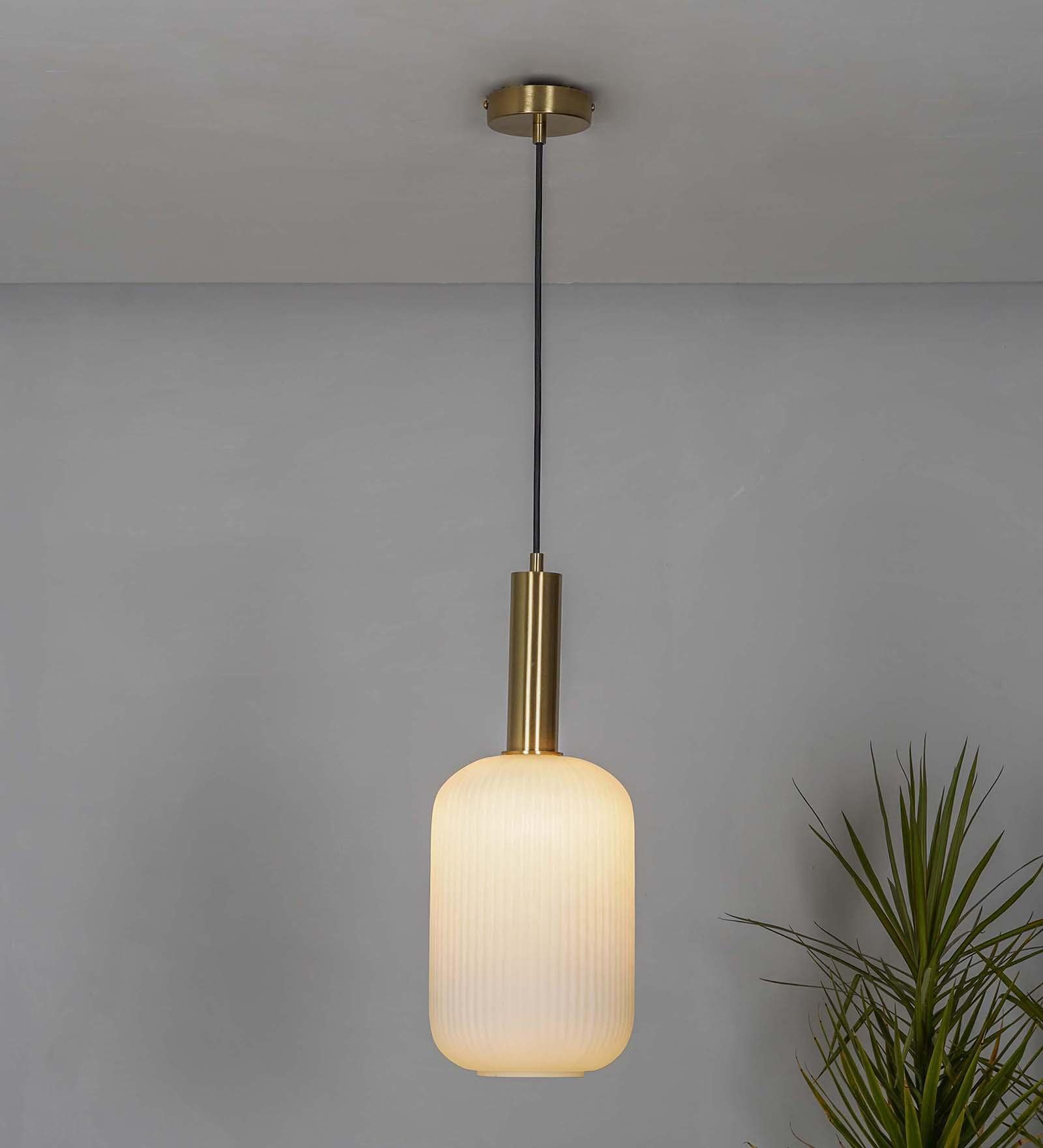 Maloto Glass & Metal Ceiling Pendant (Frosted White)