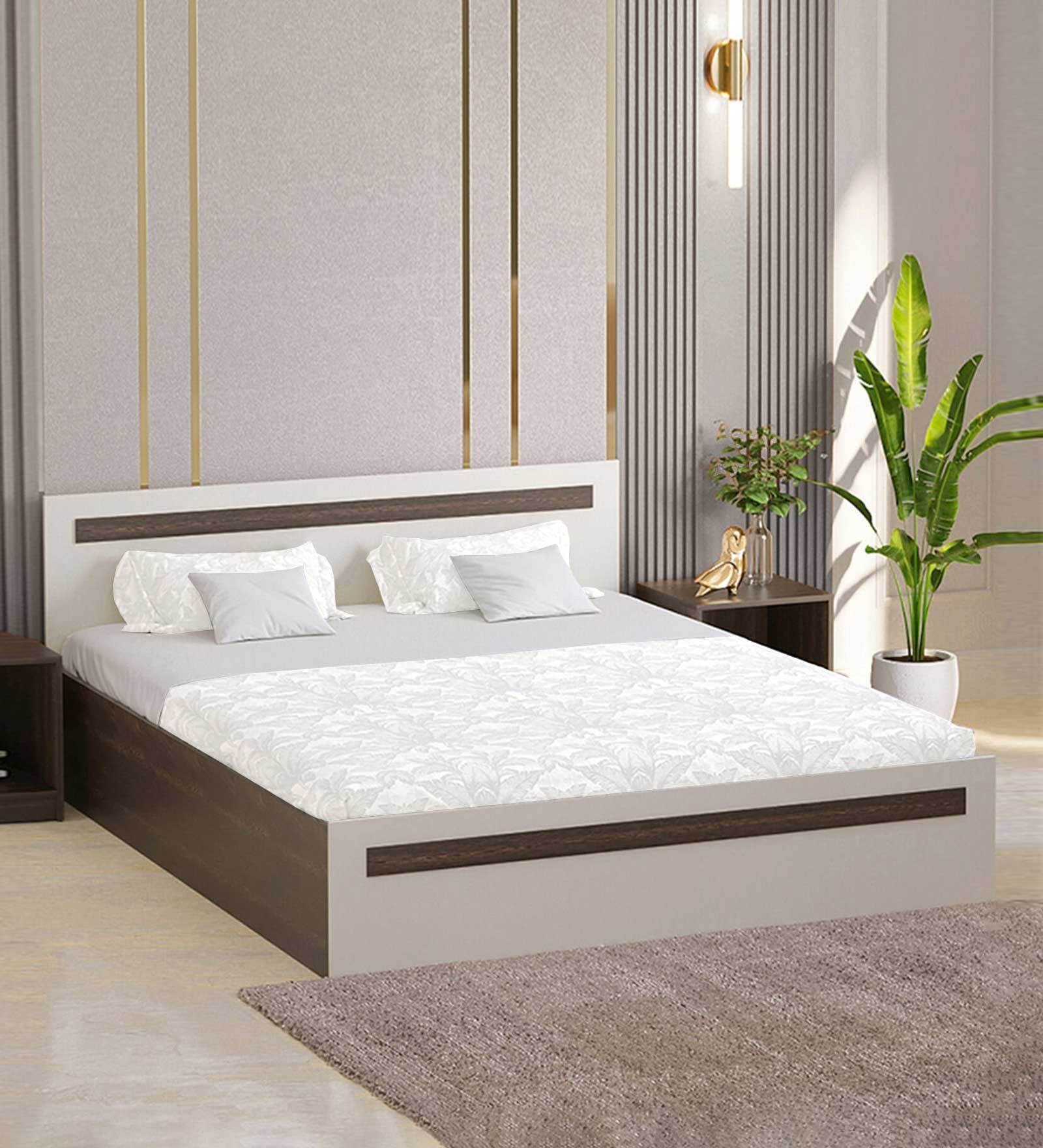 Maltein Queen Size Bed in Wenge & White Finish with Box Storage