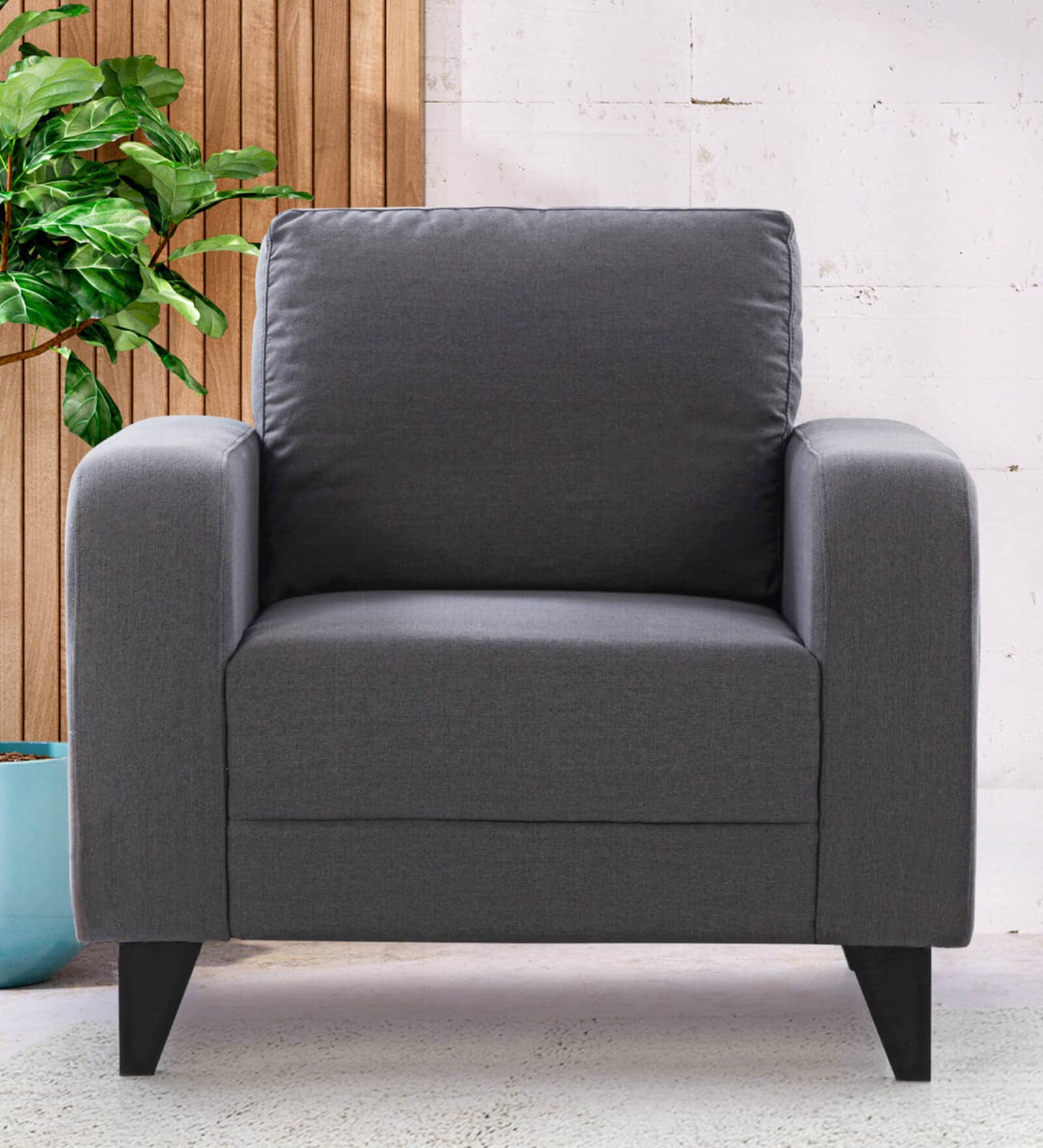 Manchester Fabric 1 Seater Sofa In Grey Colour