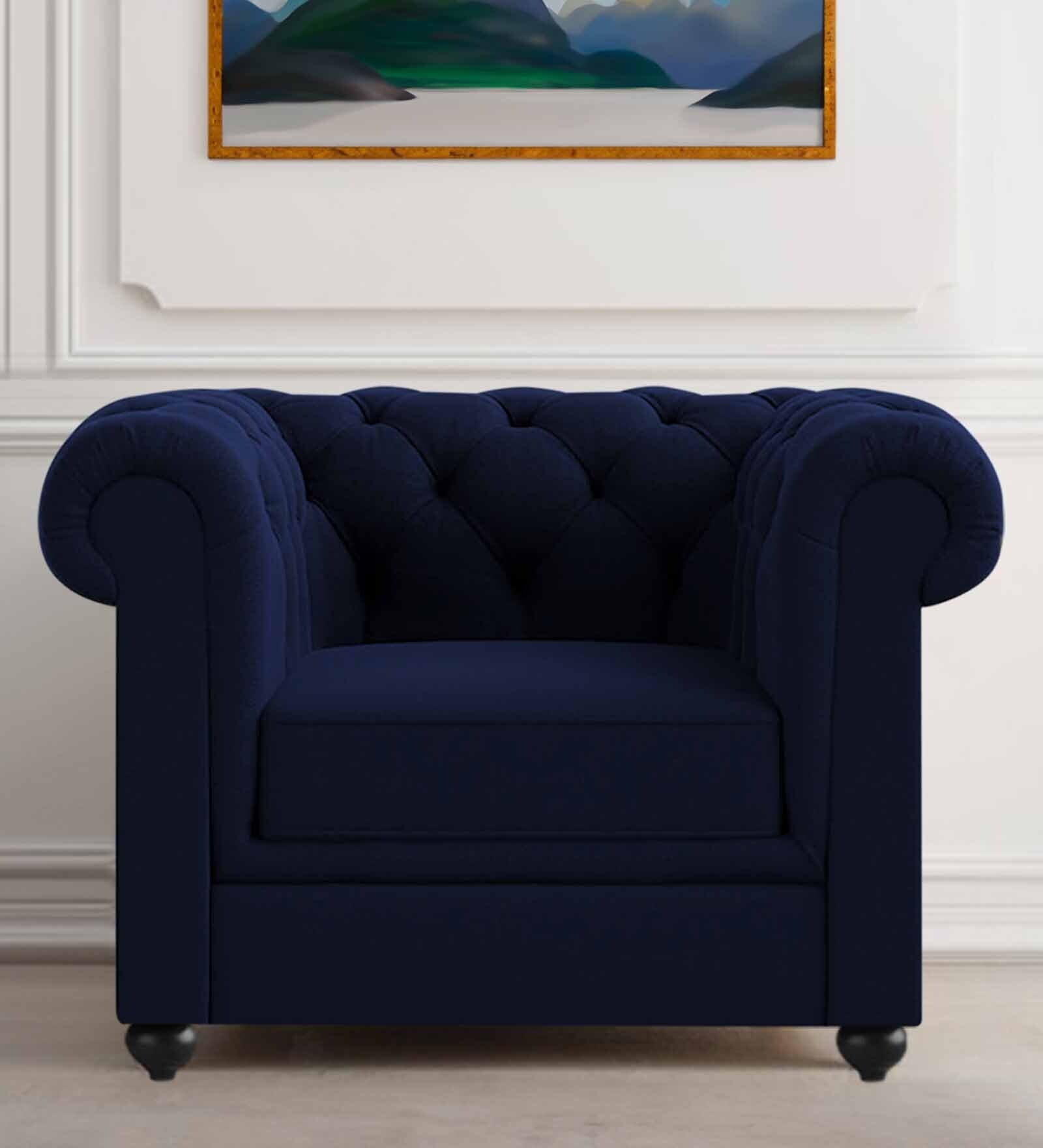 Manchester velvet 1 Seater Sofa In Velvet Blue Colour