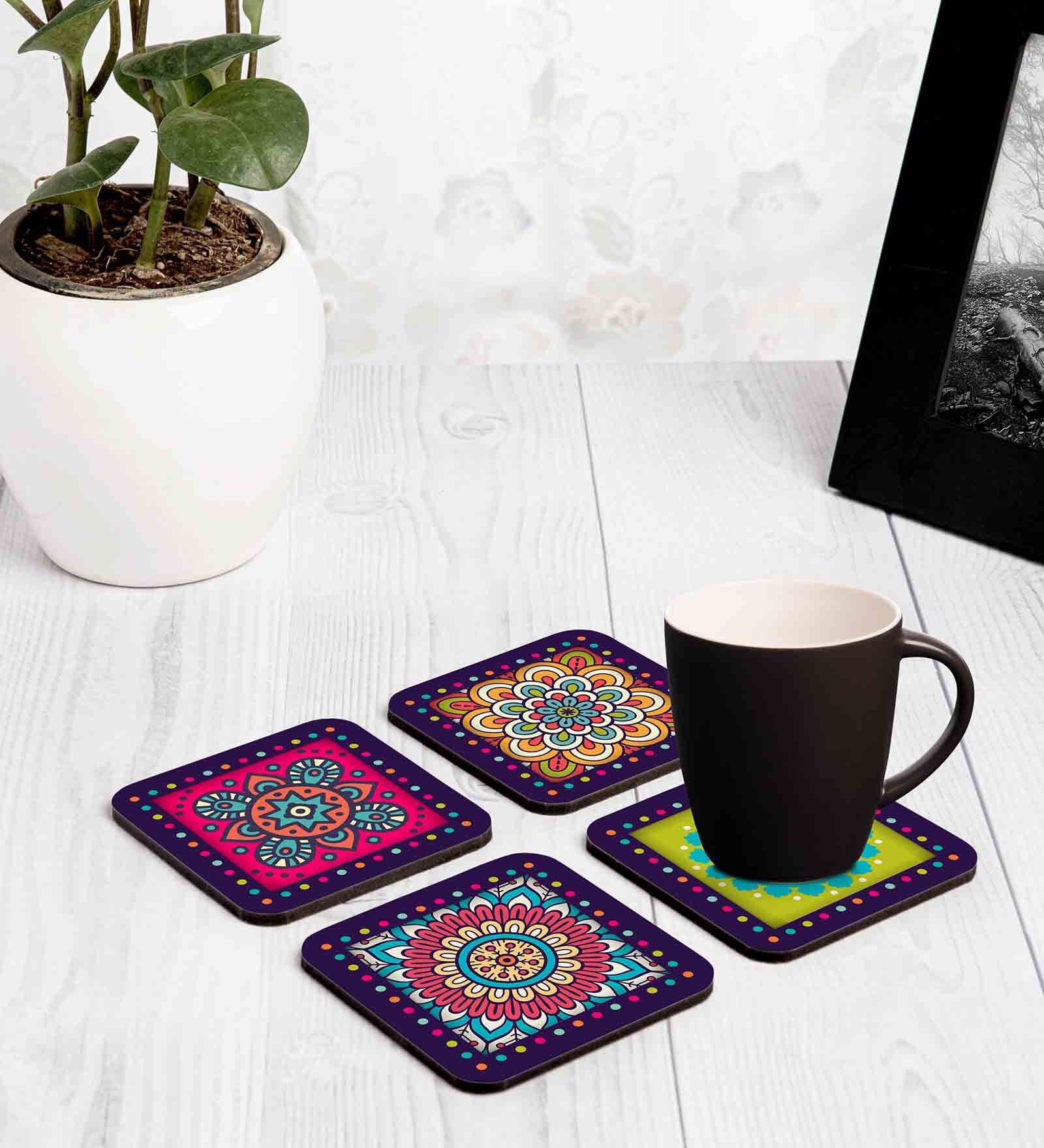 Mandala Print Multicolour MDF (Set of 4) Table Coaster
