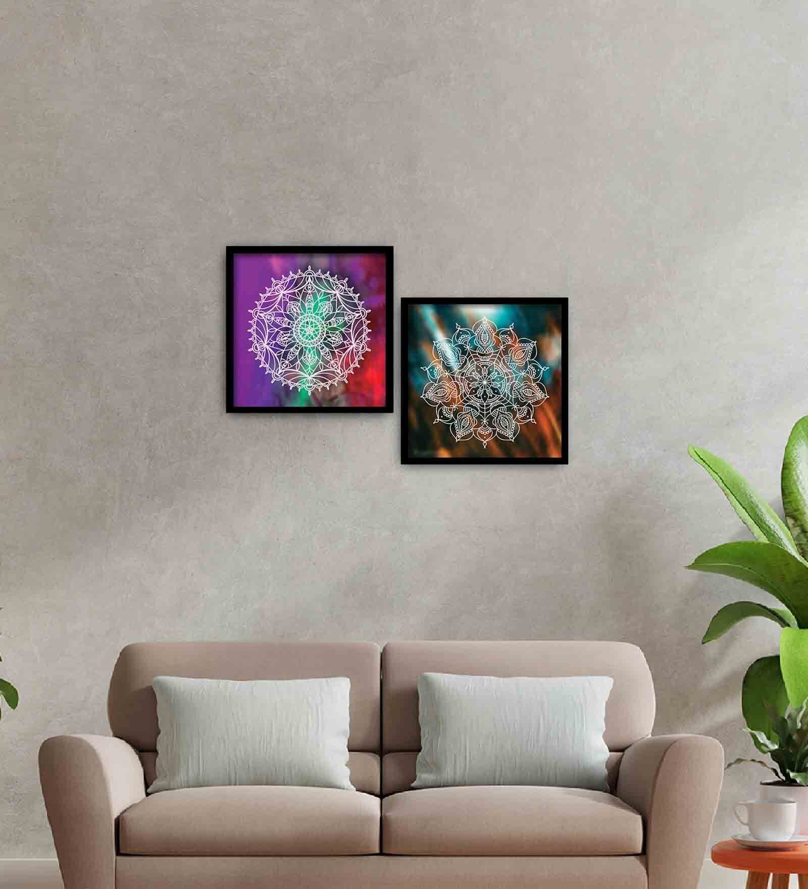 Mandala White Engineered Wood Framed Spiritual Art Print Set of 2