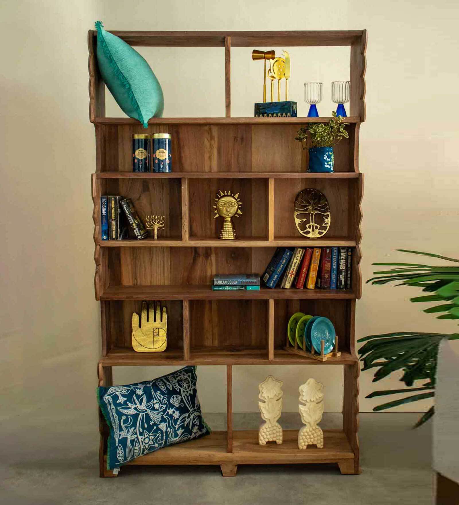 Mandvi Solid Wood Wood Bookshelf In Natural Colour