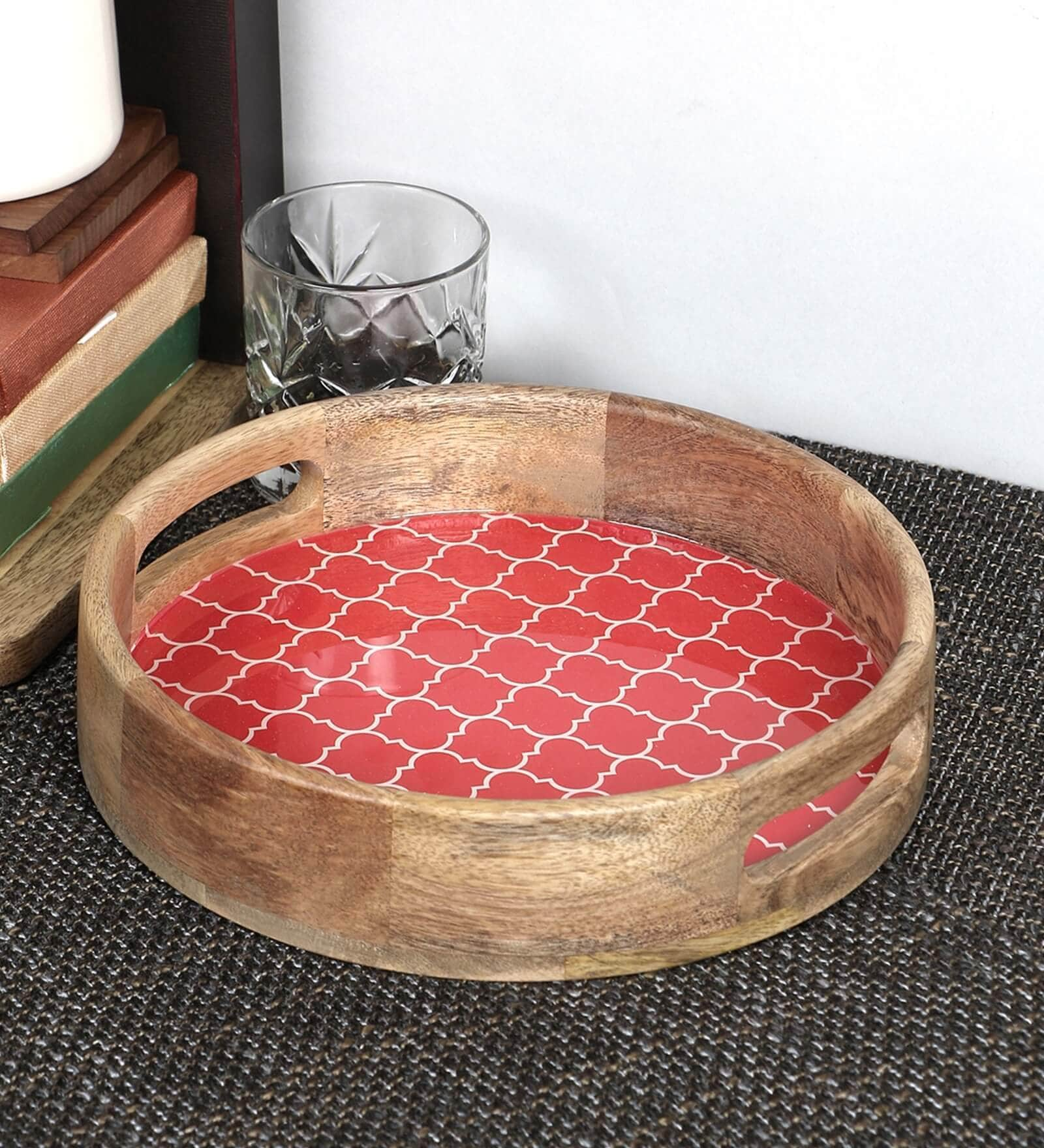 Buy Mango Wood Round Serving Tray By VarEesha At 56% OFF By Vareesha ...