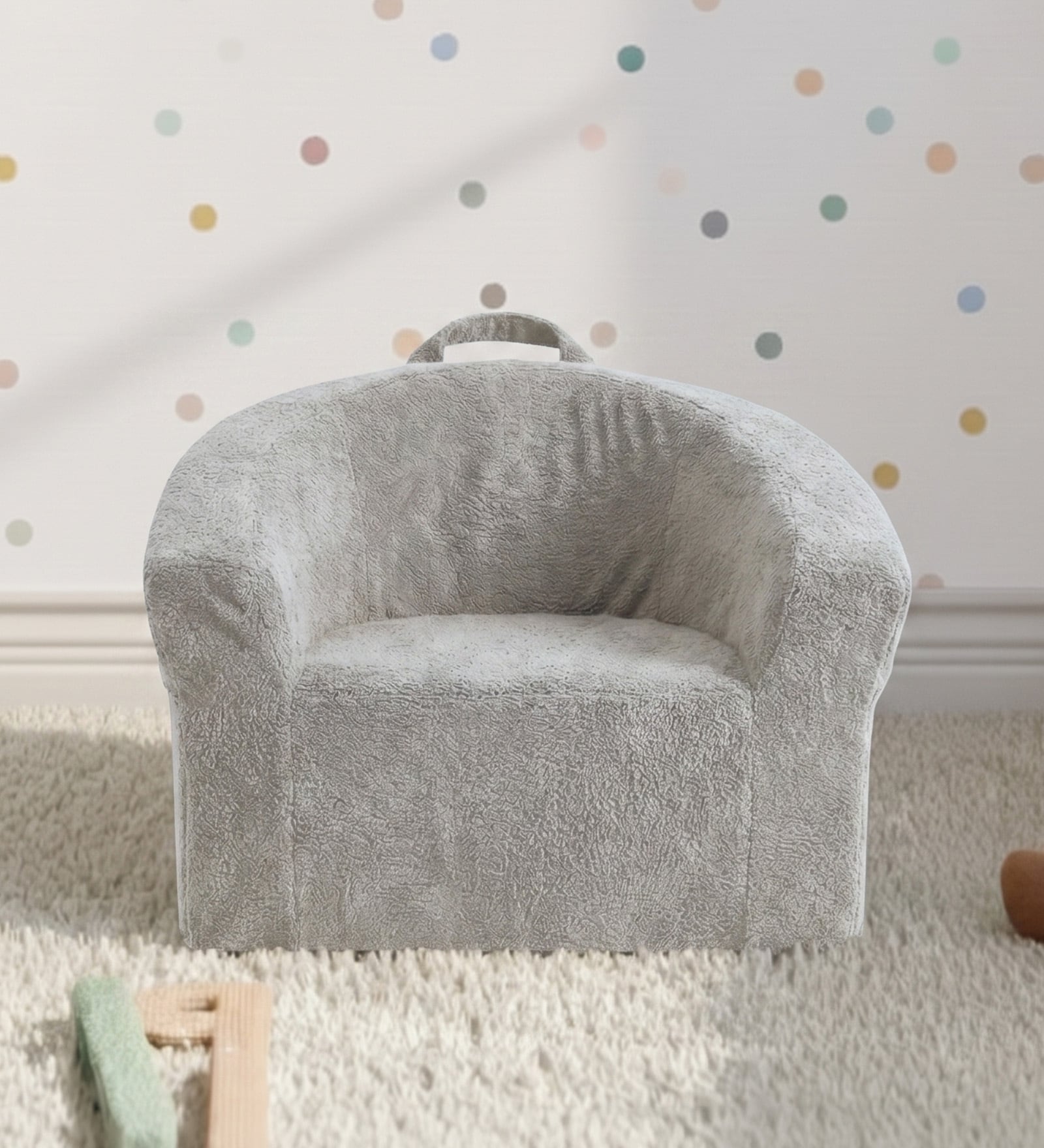 Mangolian Faux Fur Kids Lounge Chair In Grey Colour Mangolian Faux Fur Kids Lounge Chair In Grey Colour