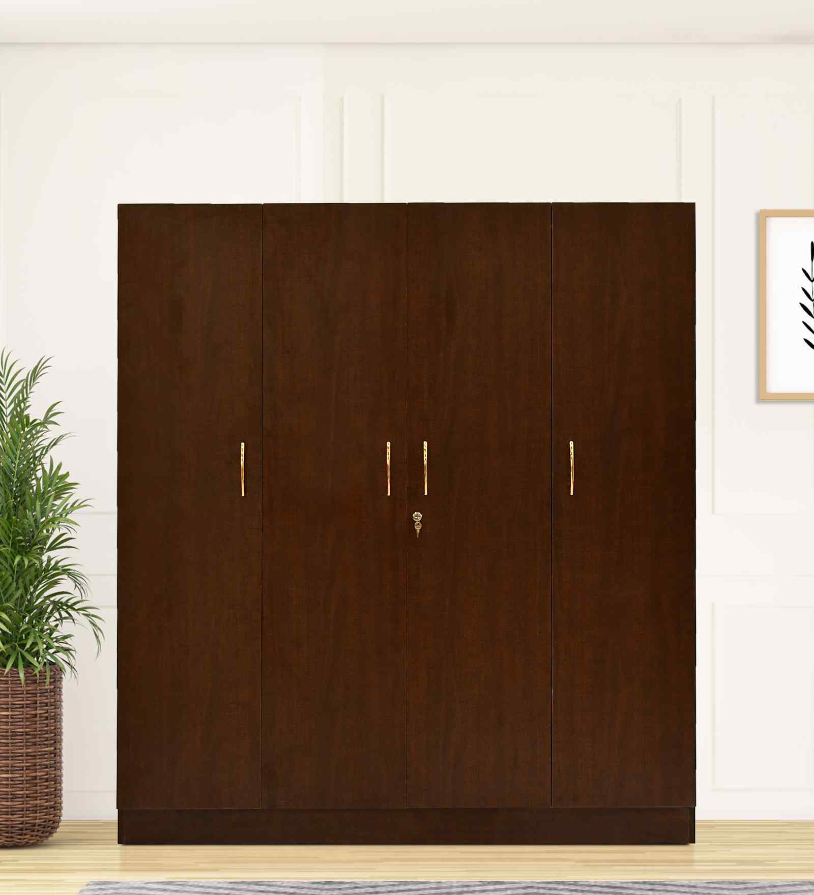 Manhattan 4 Door Wardrobe In Sawcut Dark Finish