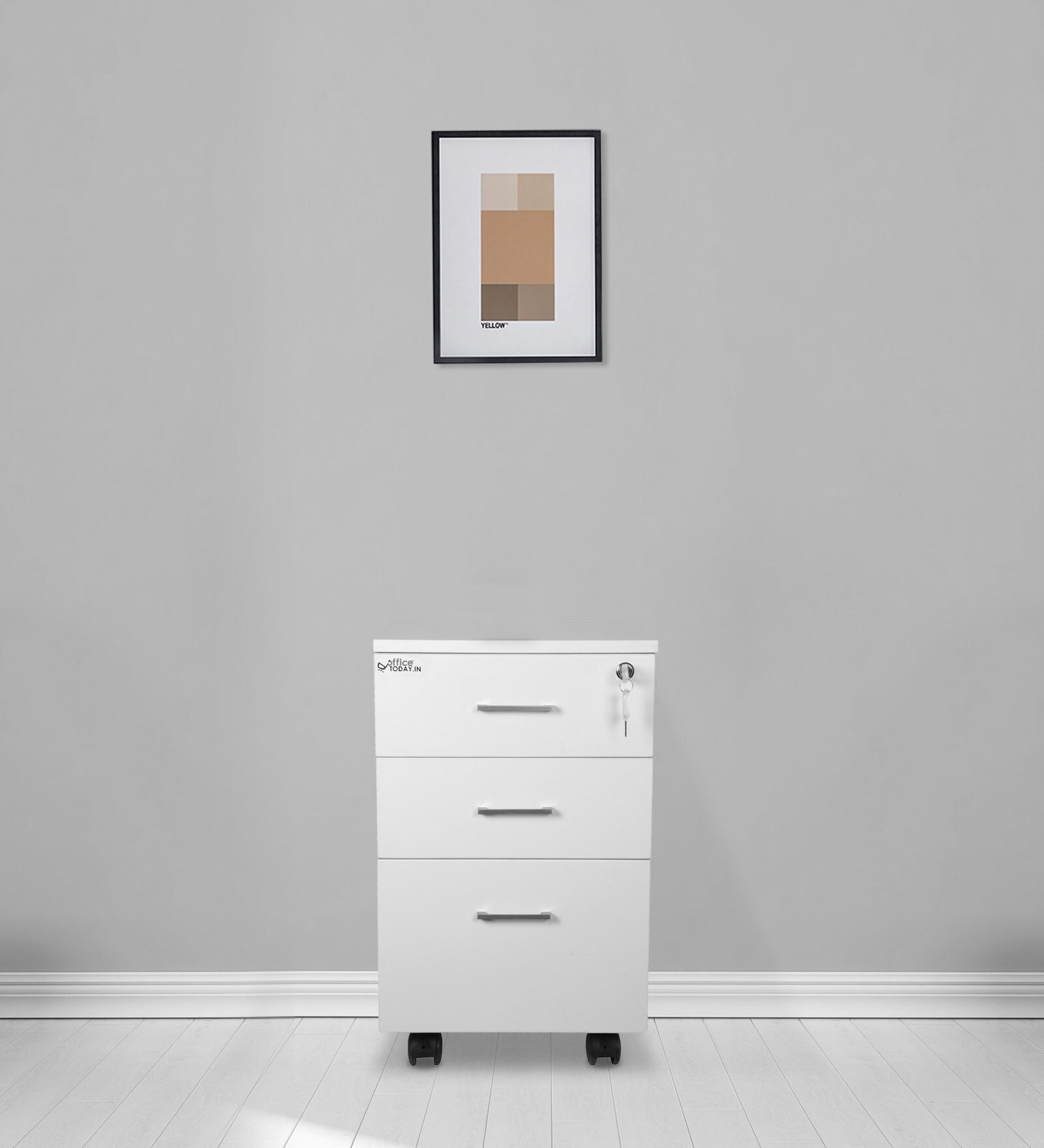 Manila Pedestal in Frosty White Finish with Lock