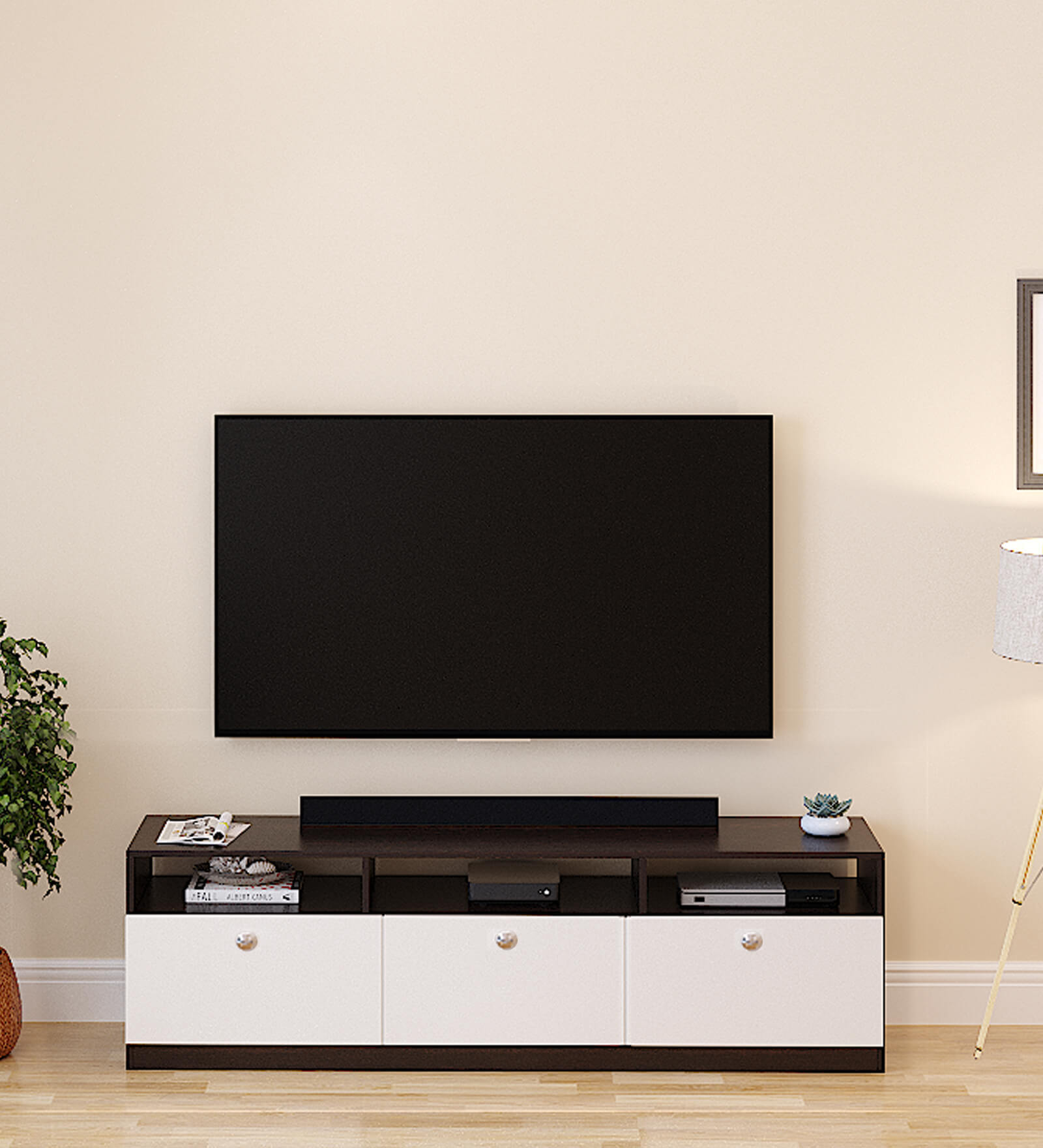 Mansor Tv Console In Wenge & Frosty White Finish