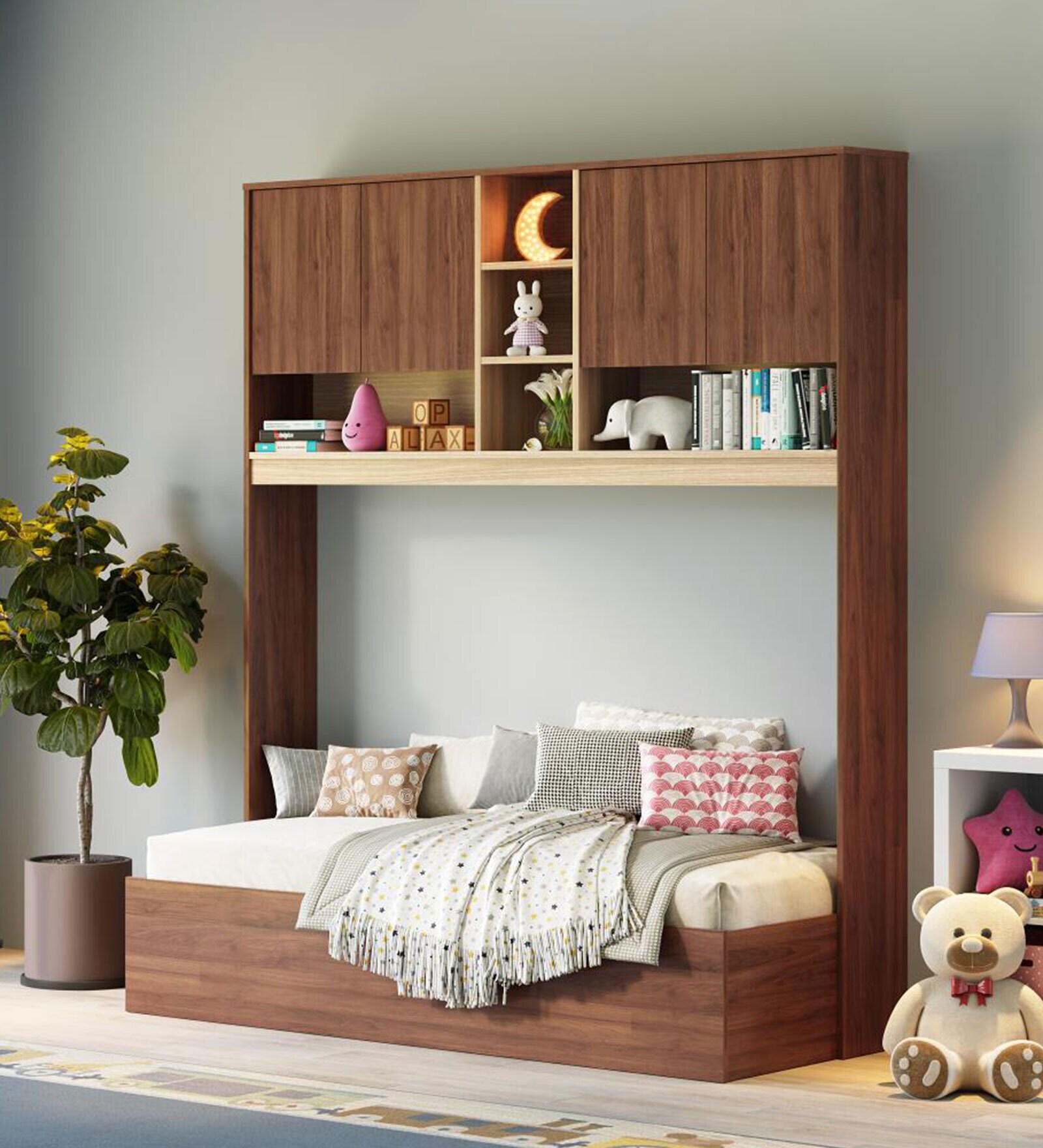 Mantis Single Bed In Columbia Walnut Finish