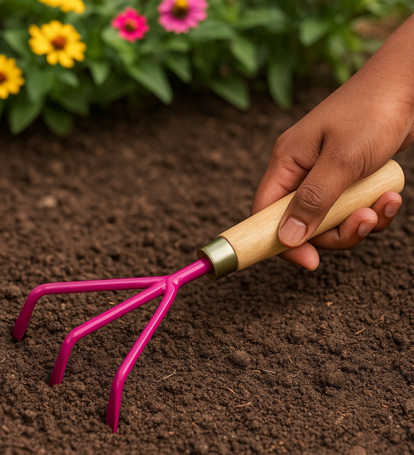 Purple Manual Premium Soil Cultivator with Ash Wood