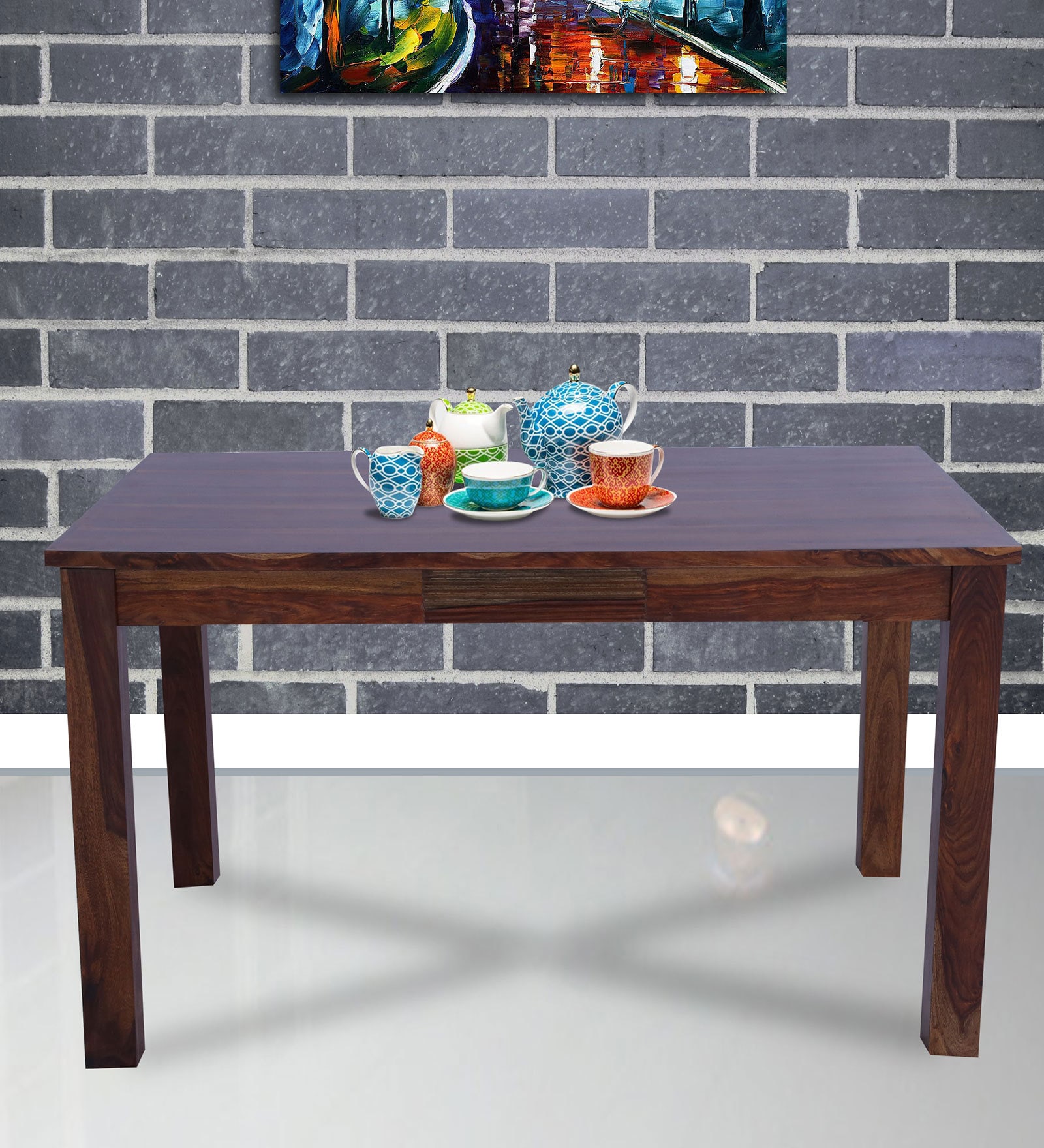 Maple 6 Seater Dining Table In Walnut Finish