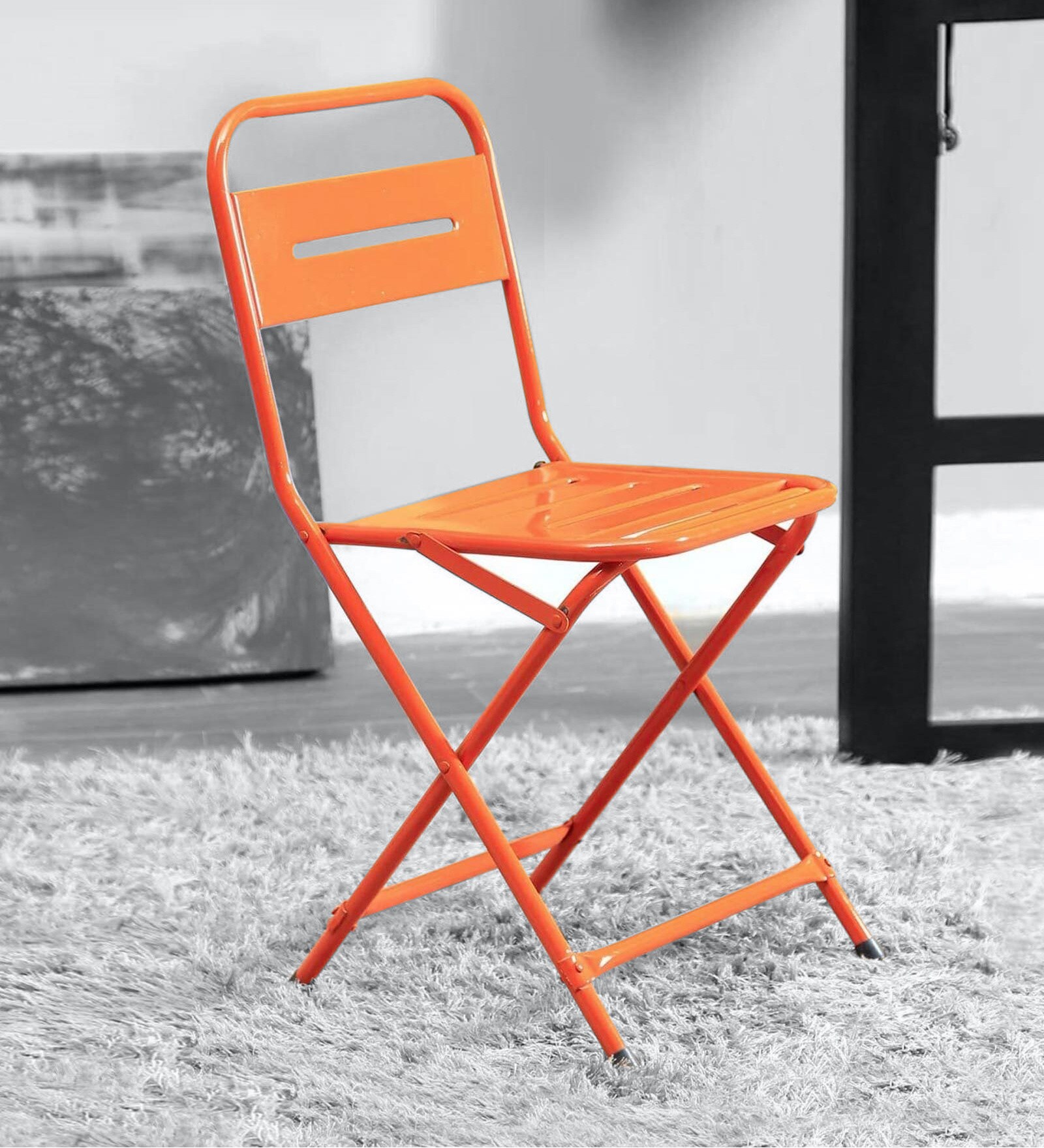 Joyce Metal Folding Chair in Orange Colour