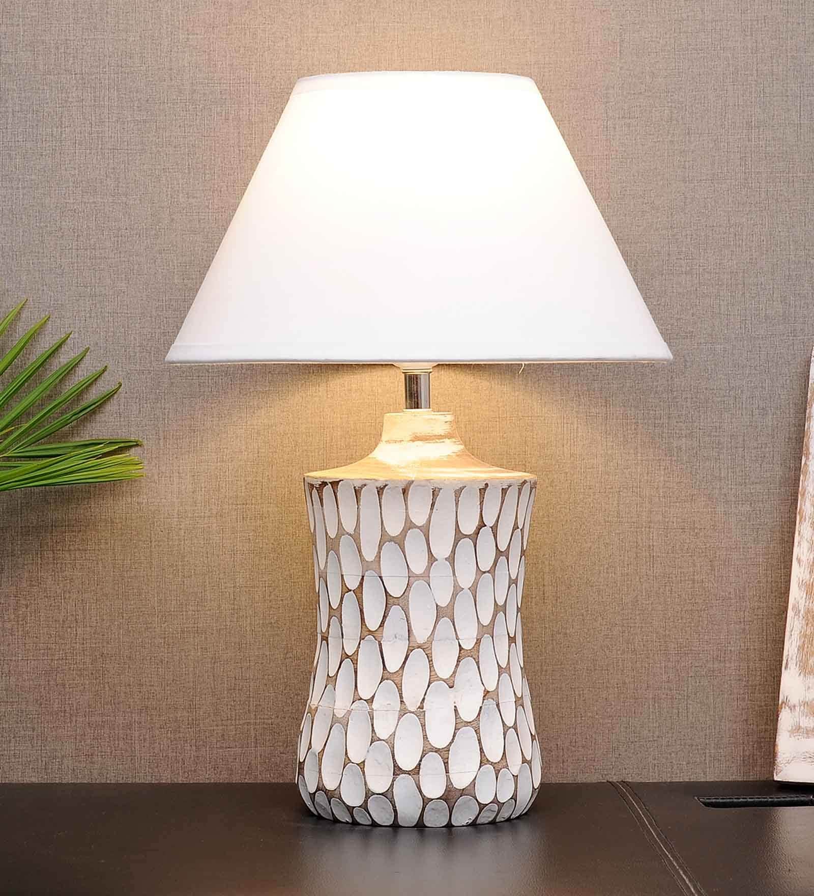 Marazzi White Shade Table Lamp With Cotton Base