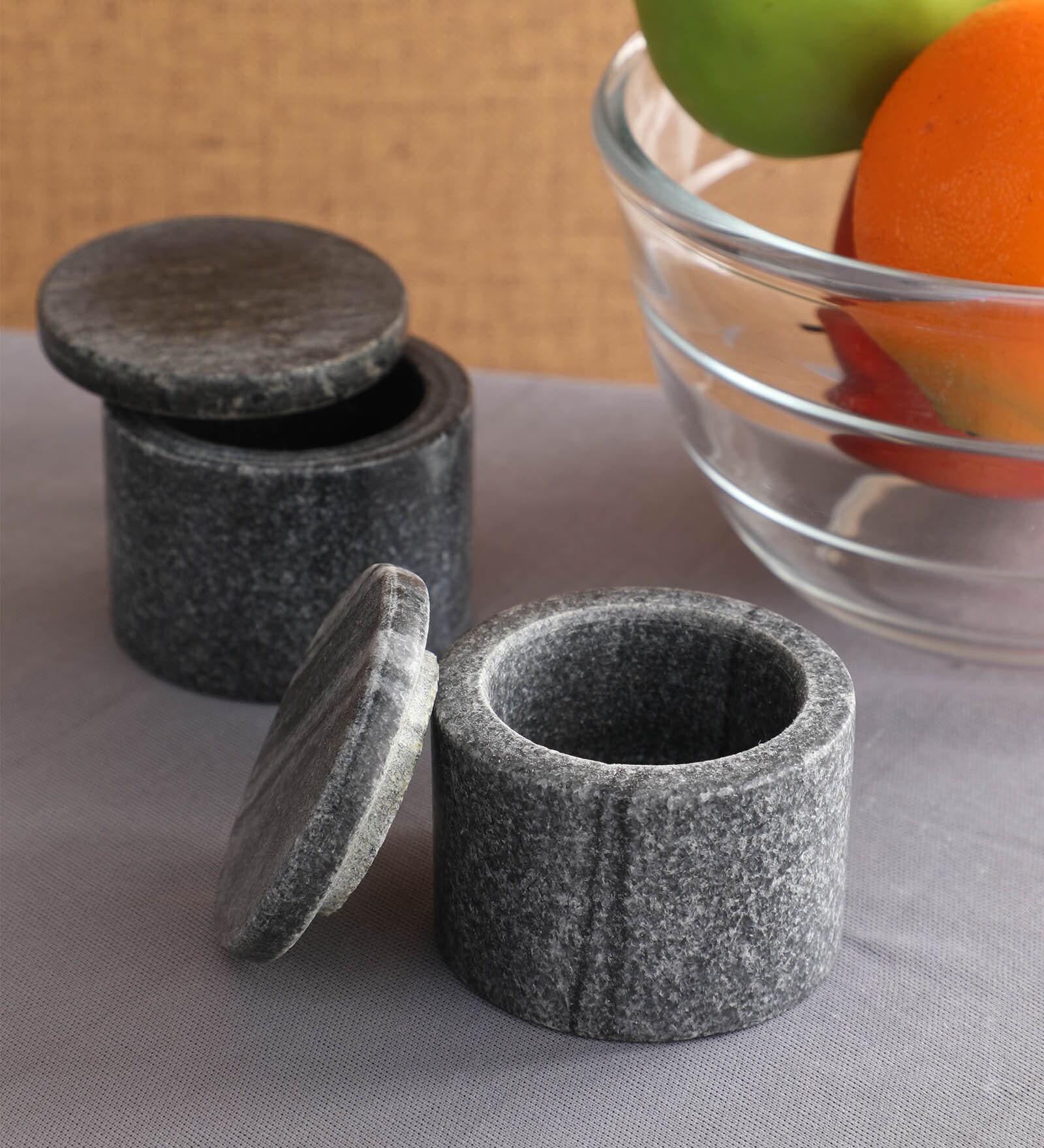 60 ML Marble Condiment Jars in Black Set of 2