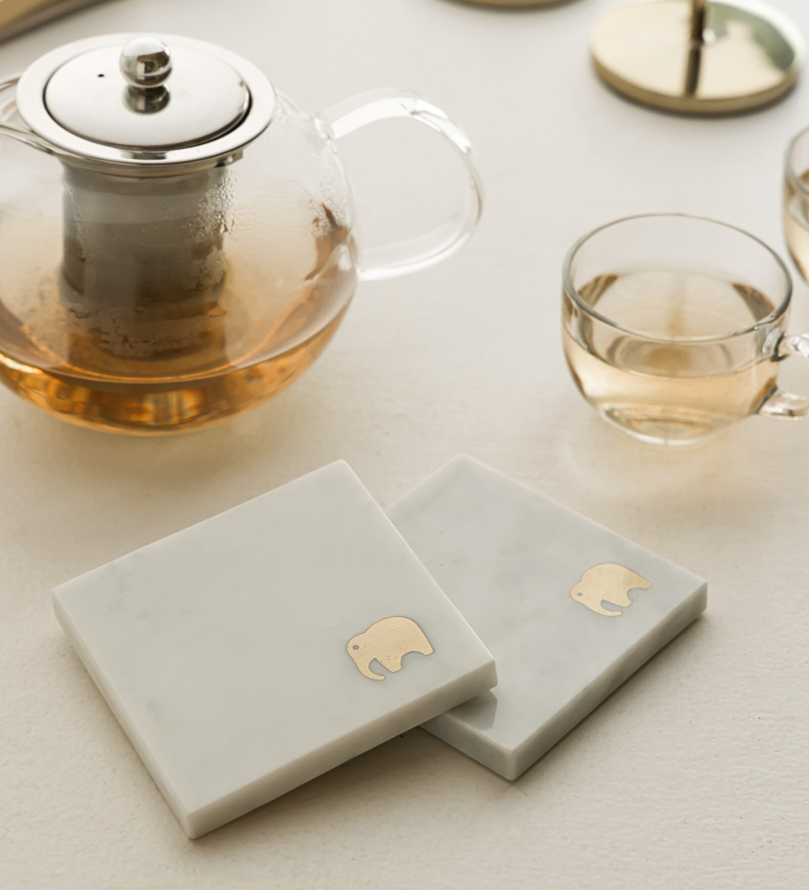 White D cor Marble Tea Coasters