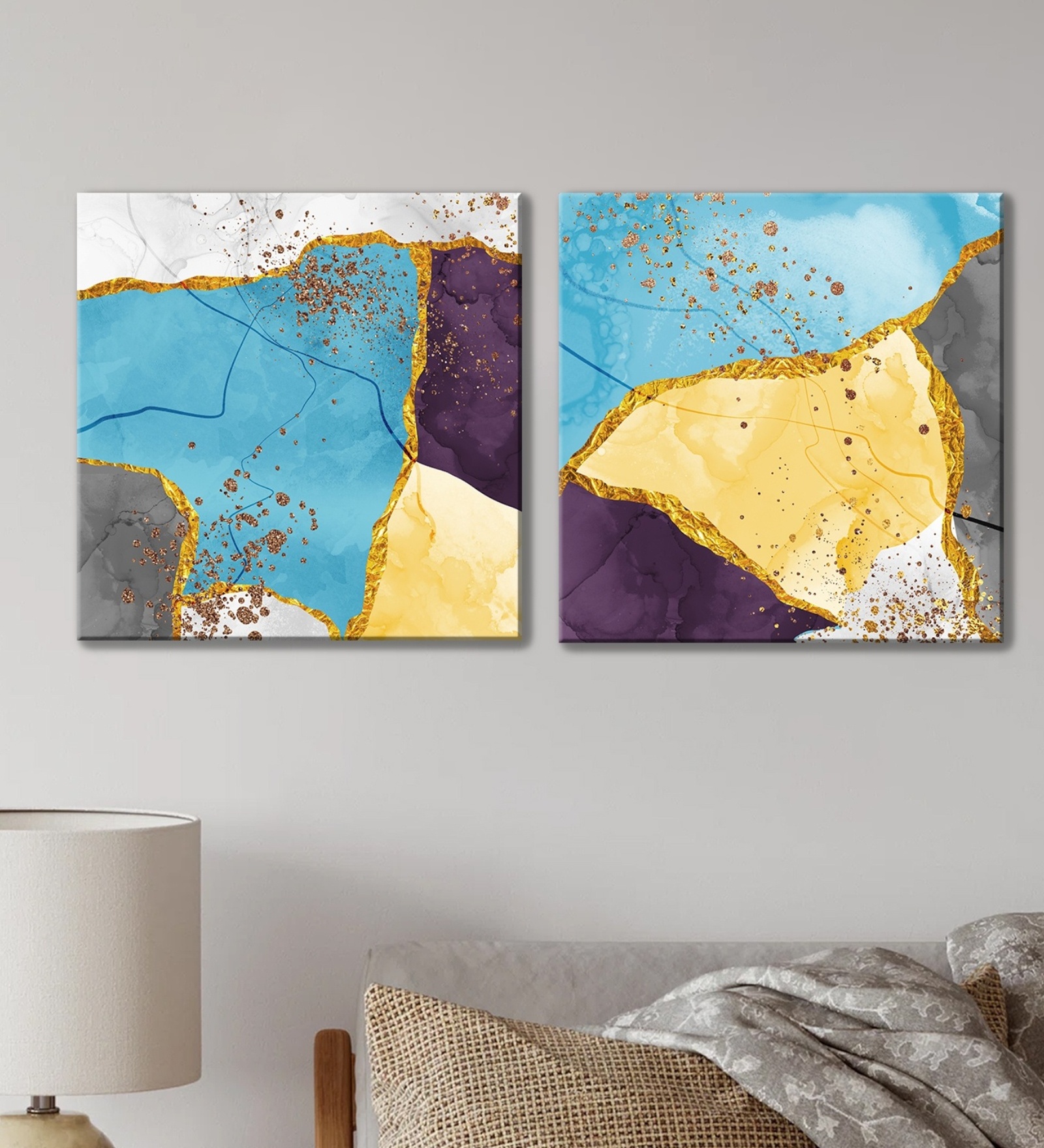 Buy Marble Curves Multicolour Synthetic Wood Framed Canvas Wall