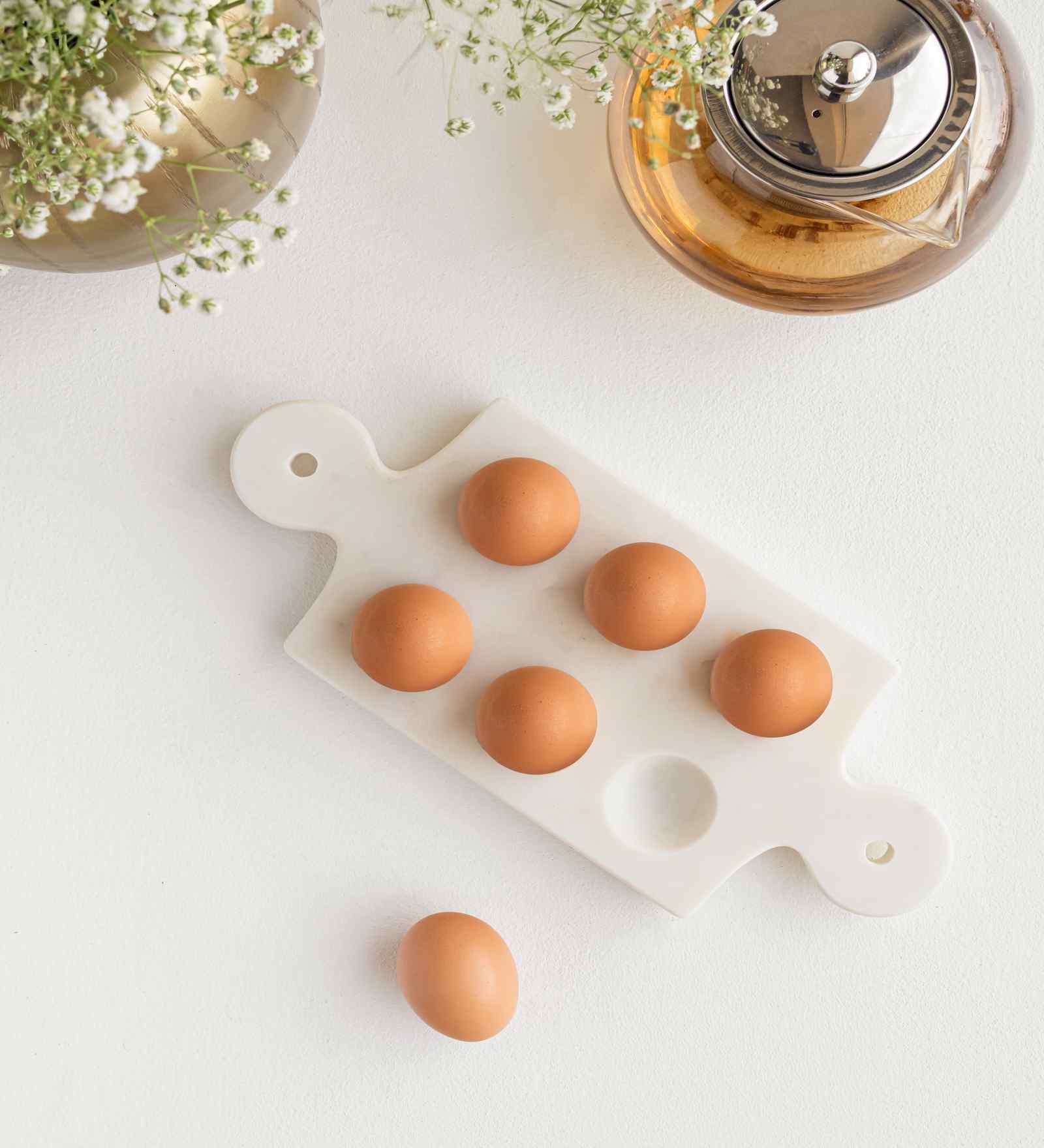 White Marble 6 Slot Egg Tray