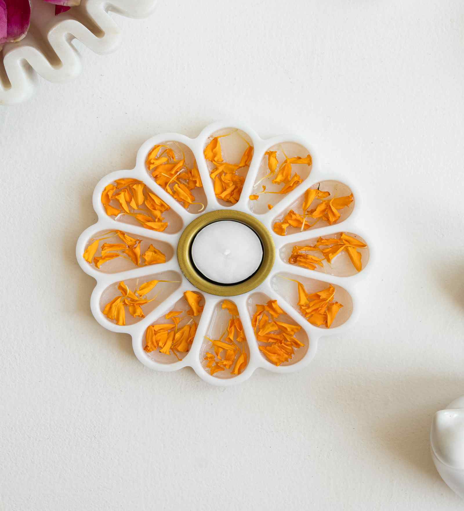 Marble Flower Shaped T-Light Holder