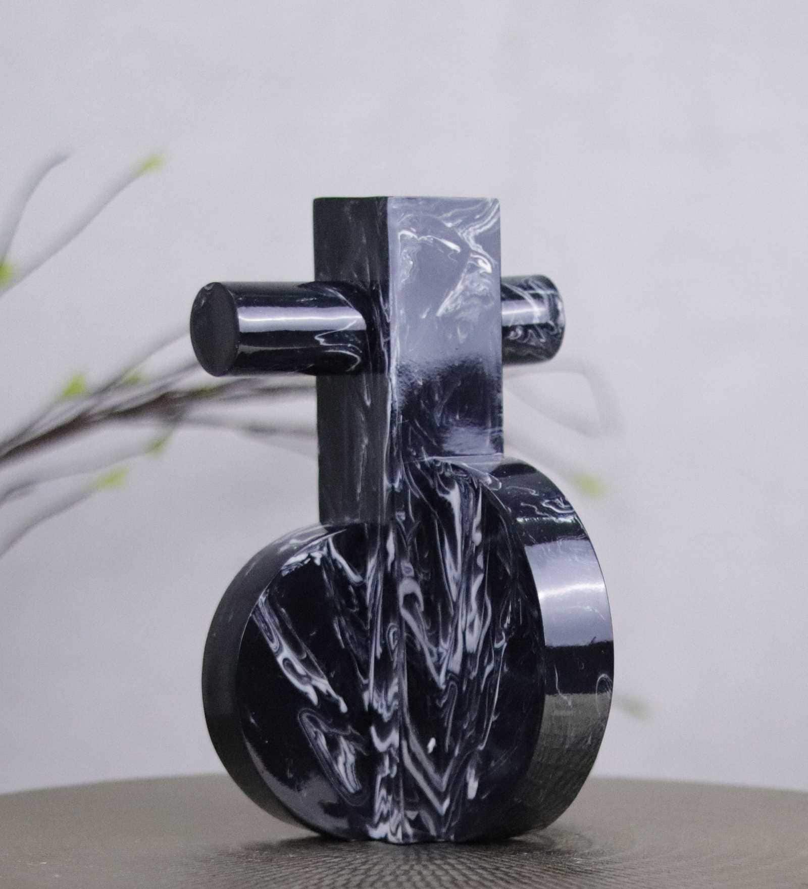 Marble Harmony Modern Black Resin Sculpture