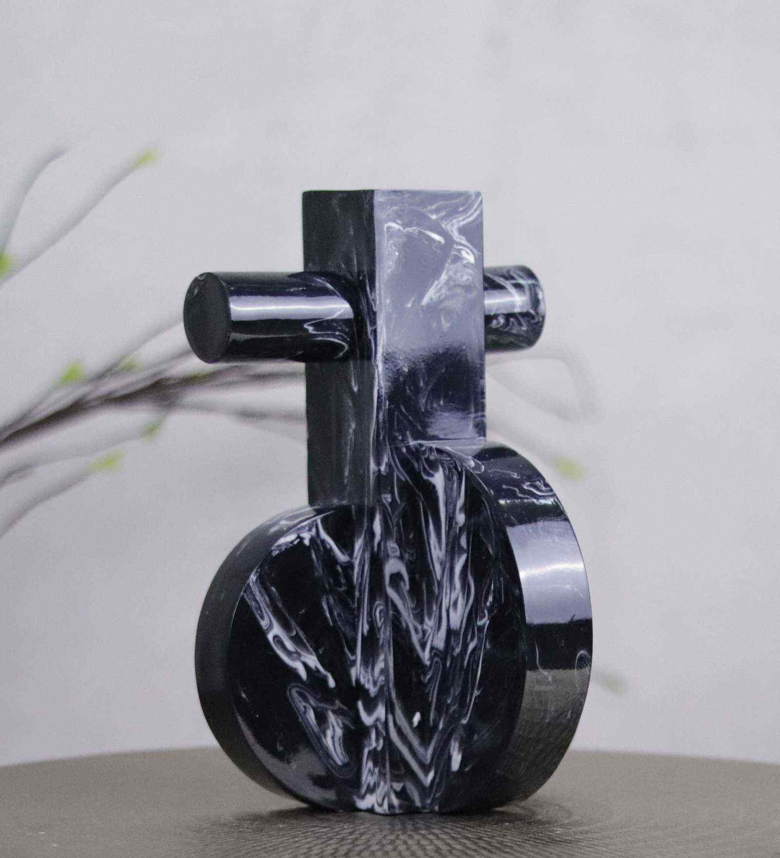 Marble Harmony Modern Black Resin Sculpture