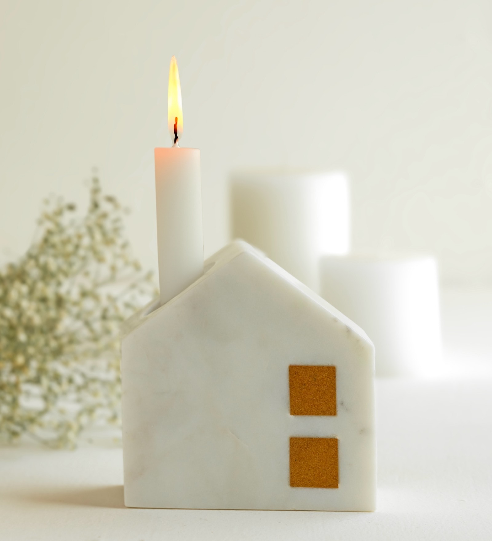 White Home Marble Candlestick Holder