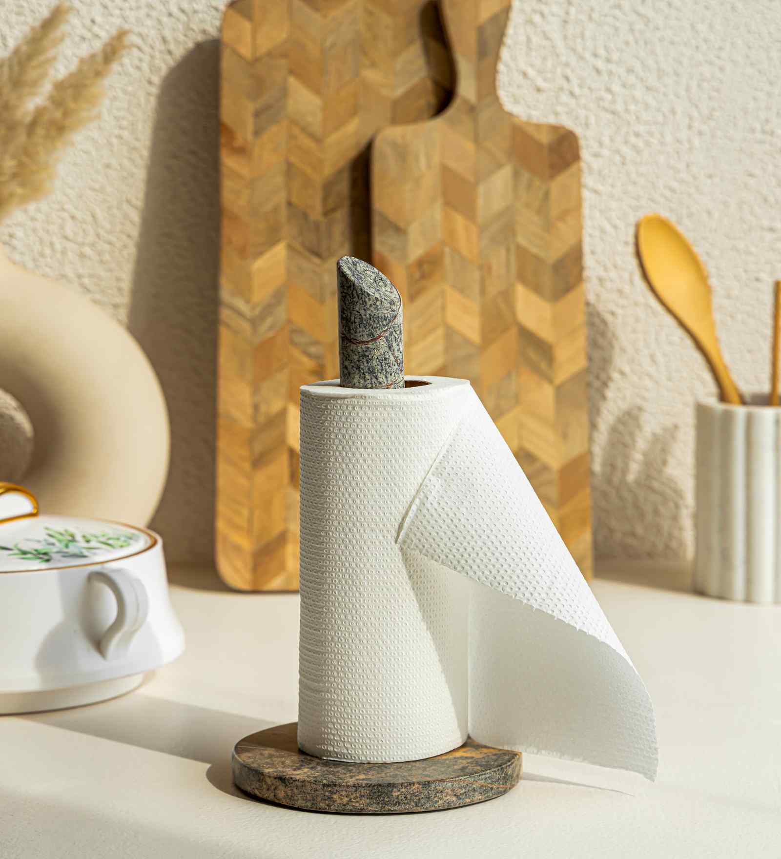 Grey Marble Kitchen Towel Holder